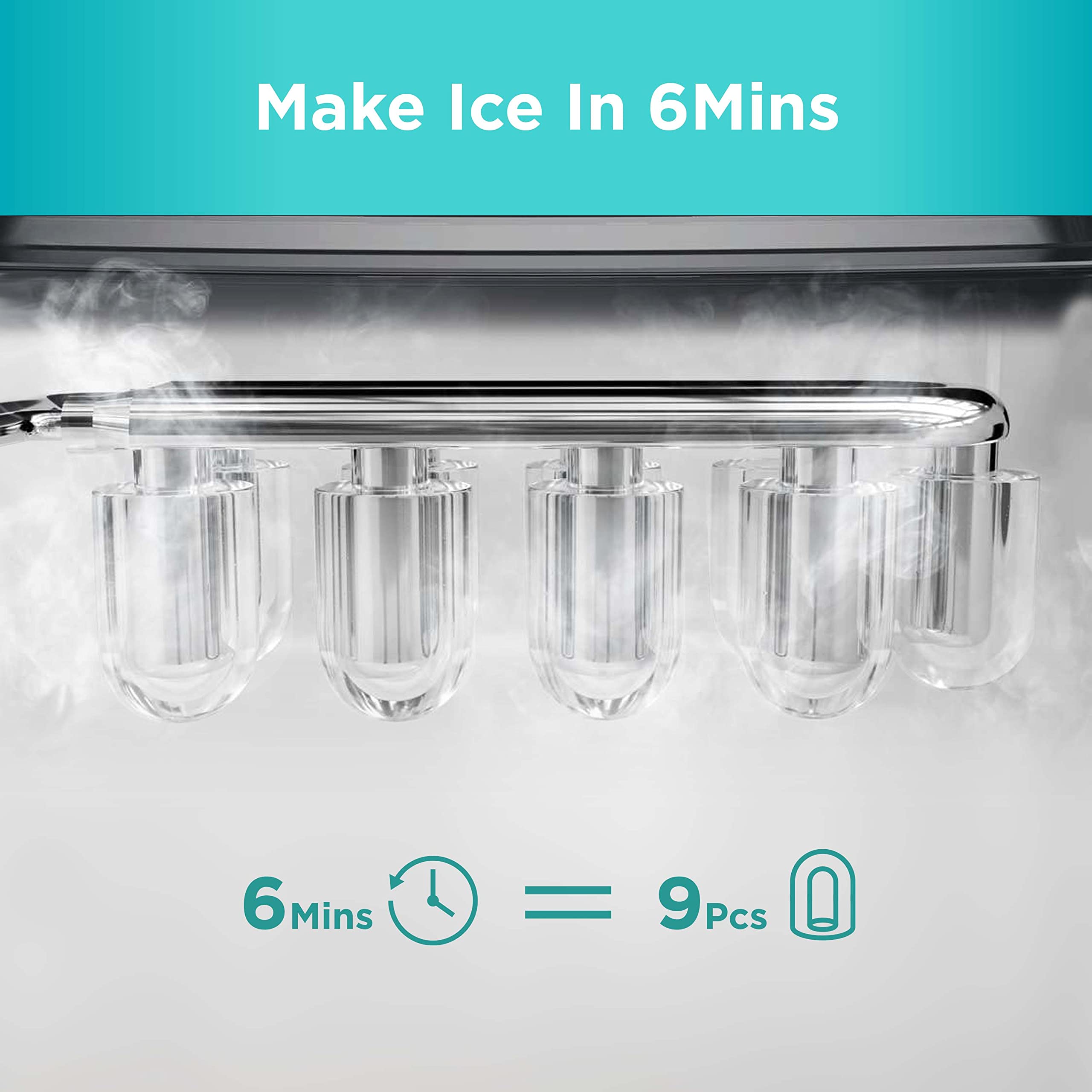 Silonn Nugget Ice Maker Countertop, Auto Drop Ice, Self Cleaning Ice Machine, 40 lbs/24H Soft Chewable Ice, Self Dispensing Nugget Ice Maker for Home, Kitchen and Party