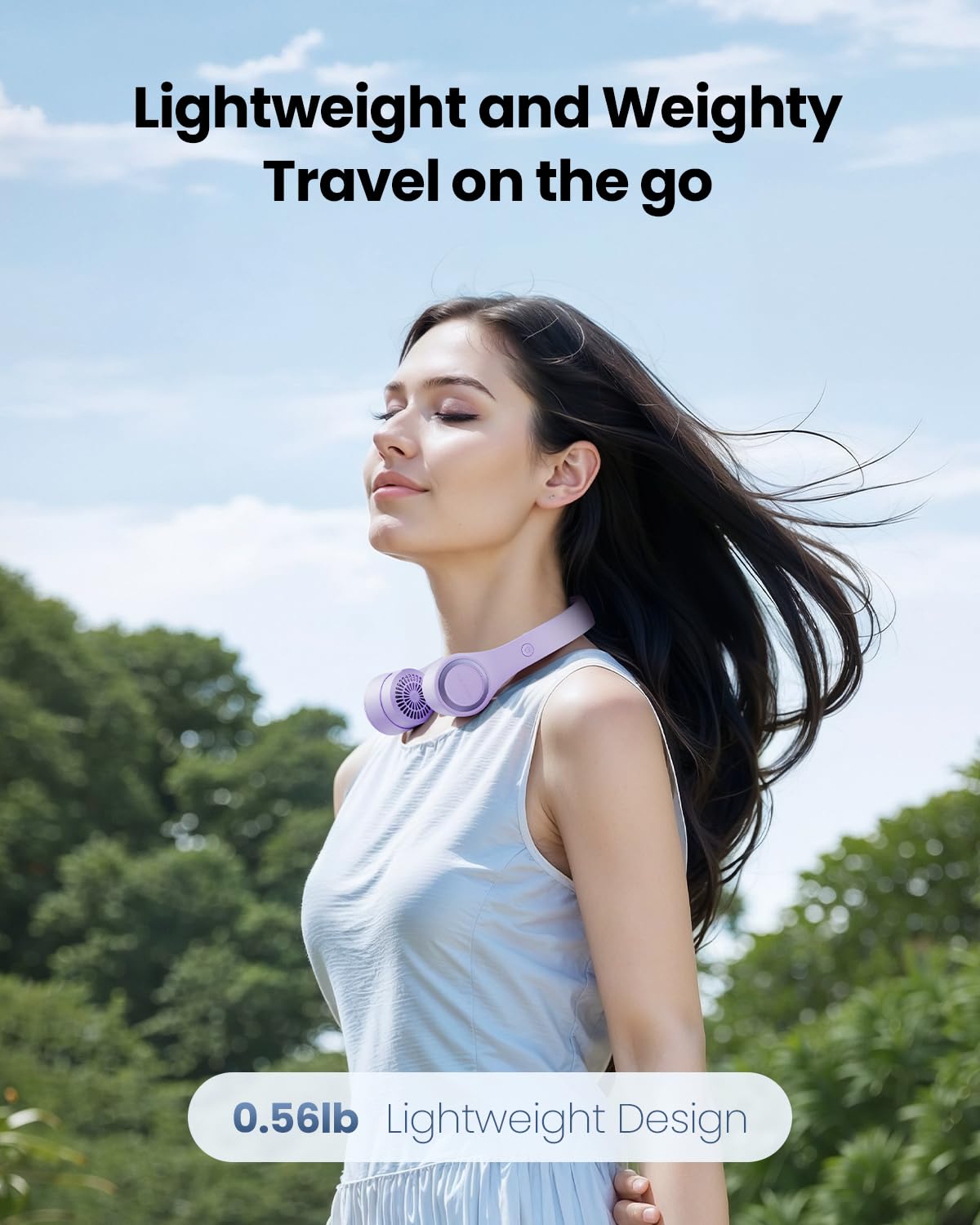 Gaiatop Portable Neck Fan, 4000mAh Rechargeable Hands Free Bladeless Mini Fans, 3 Speeds Air Outlet Can Rotate 70°, Free Adjustment Personal Wearable Cooling Fan Suitable for Travel Office Purple