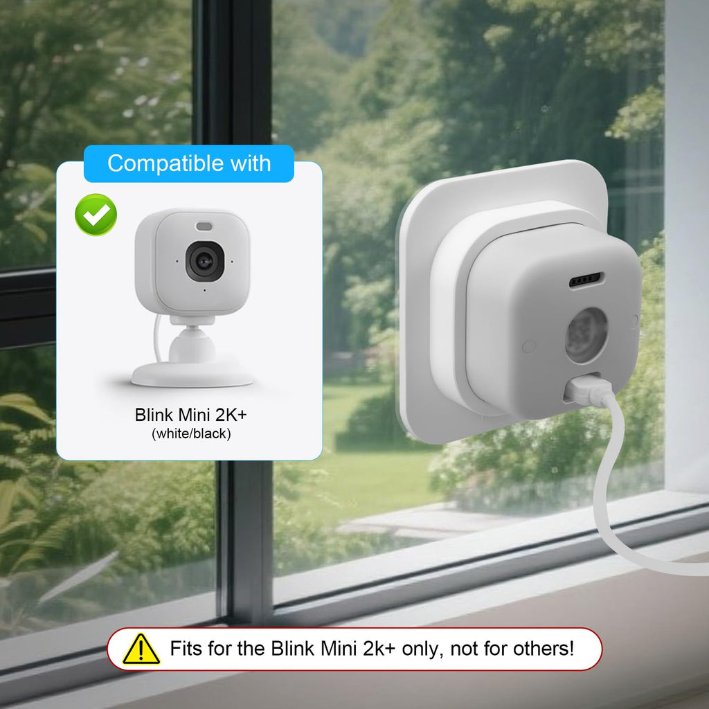 2 Pack Window Mount Compatible with Blink Mini Indoor, Secured Camera Glass Wall Holder for Single Pane Glass Windows/Doors for Outside Security Monitoring,White