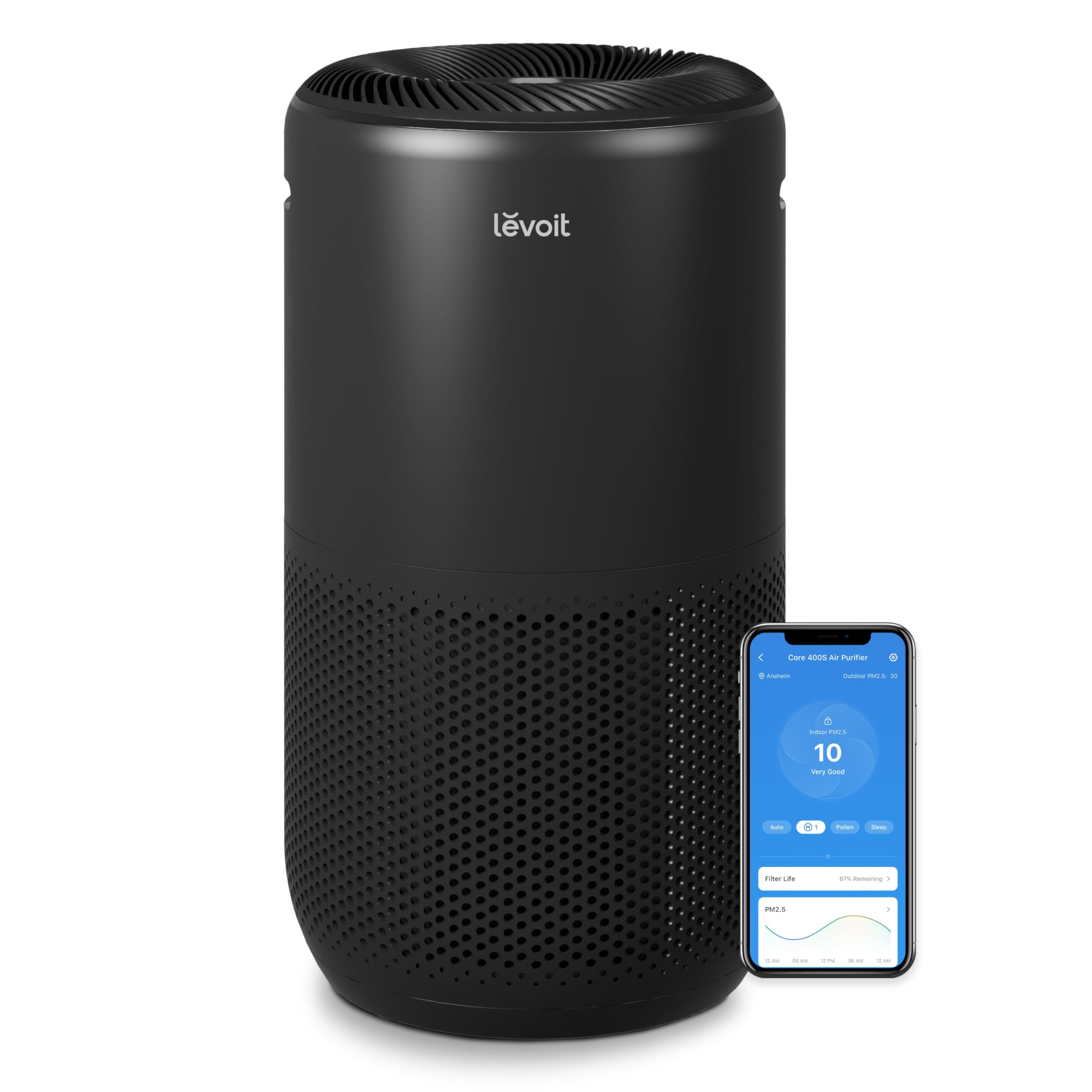 LEVOIT Air Purifiers for Home Large Room Up to 1733 Ft² With HEPA Sleep Mode, AHAM VERIFIDE, Auto Mode, Air Quality Monitor, Smart WiFi, 3-in-1 Filter For Pet Allergy, Smoke, Dust, Core 400S-P, White