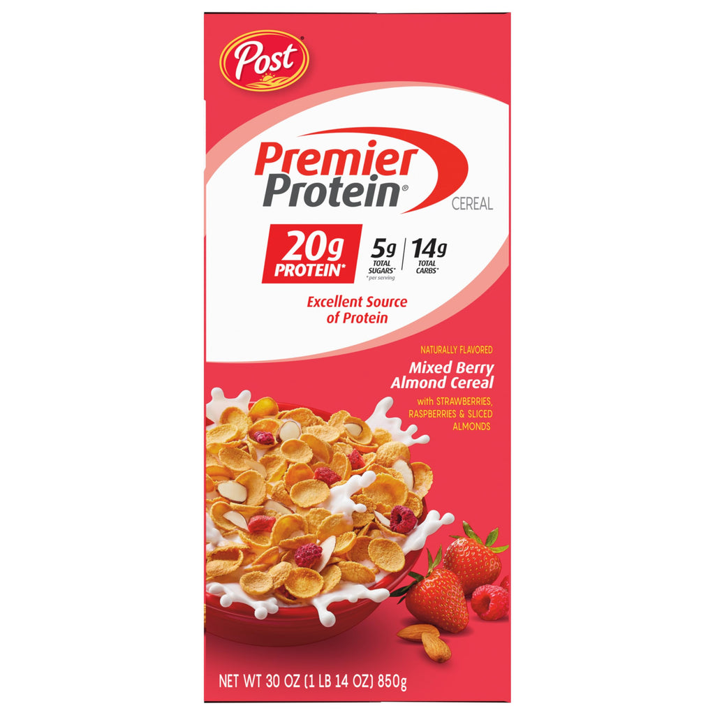 Premier Protein Mixed Berry Almond Breakfast Cereal, High-Protein Crunch with Real Fruit and Nuts, 30 oz Bag (1 Count)