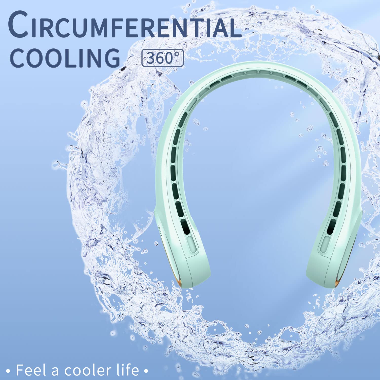 FrSara Neck Fan, Portable Personal Fan Strong Wind, 4000mAh, Air Volume,360° Cooling, No Hair Twisting, Air Volume On 2 Sides, Non-Slip, Quick Charge, Long Use Time, Gift for Women, Men, Birthday