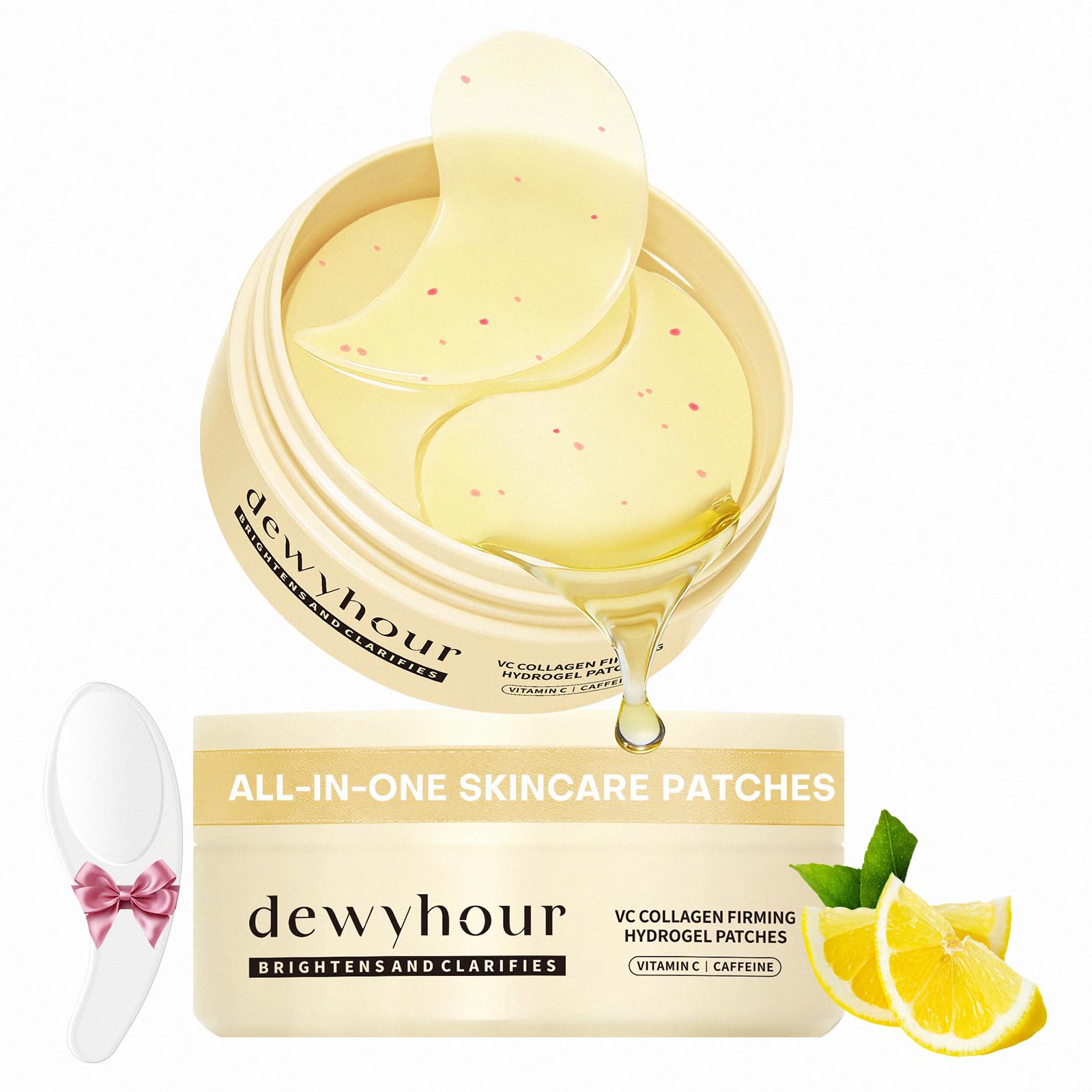 dewyhour Retinol Collagen Firming Hydrogel Patches - Under Eye Patches for Puffy Eyes & Dark Circles, Moisturizing Eye Mask with Caffeine & Hyaluronic Acid, Gentle Korean Skincare
