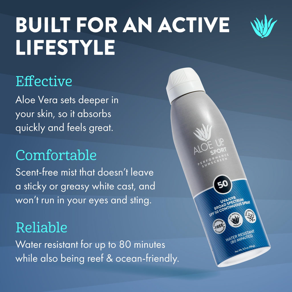 Aloe Up Sport Sunscreen Body Lotion SPF 50 – Broad Spectrum Sunblock With Aloe Vera Gel – Non-Greasy, Skin Sun Protection, No White Cast – Sunscreen – Fragrance-Free – 6 Oz, 2-Pack
