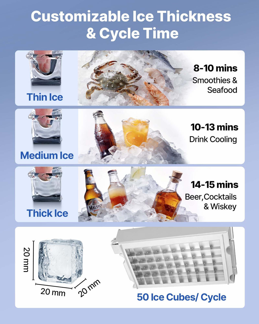 VEVOR Commercial Ice Maker Machine, 80 lbs/24h with 13 lbs Storage Capacity, Countertop/Freestanding/Under Counter, Stainless Steel Ice Maker with LED Display & Self-Cleaning, for Home Bar Restaurant