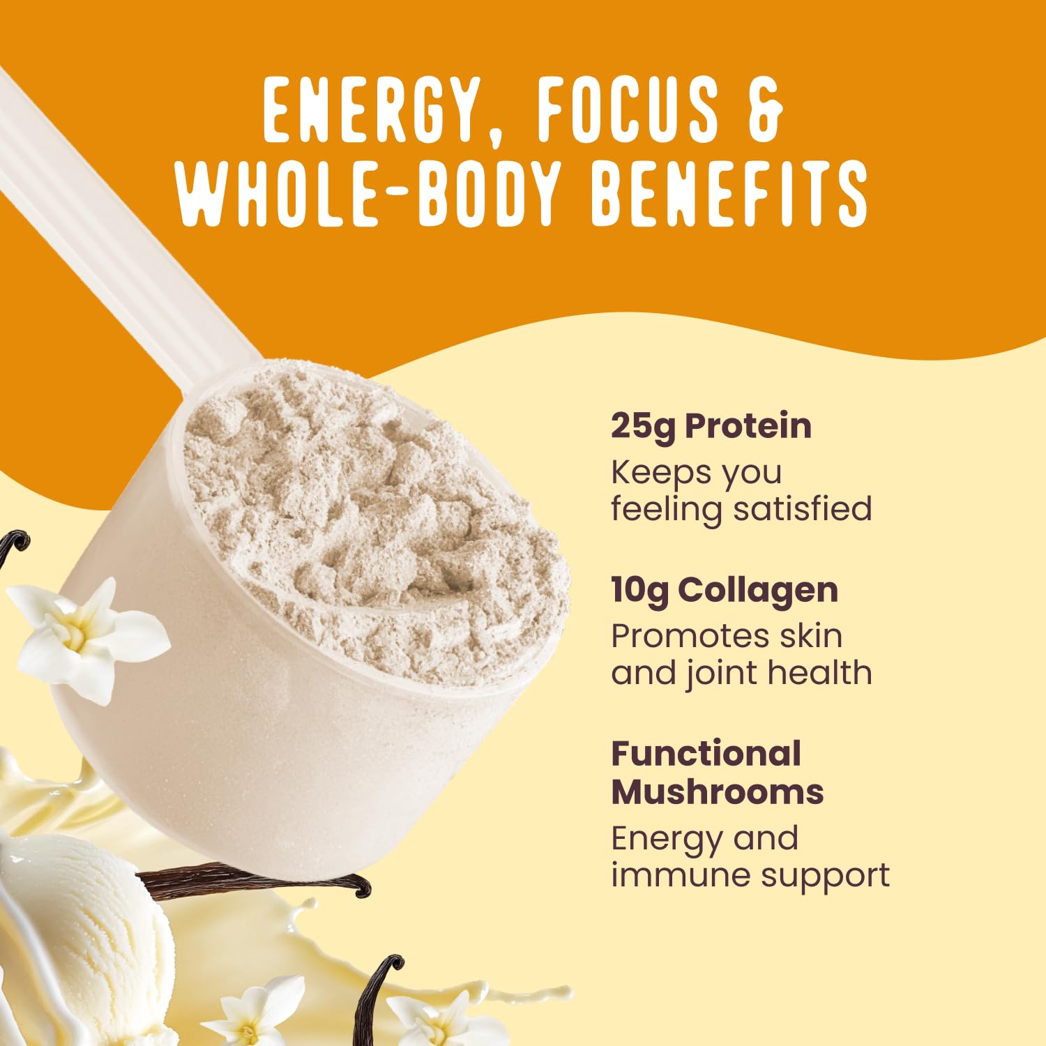FlavCity All in One Protein Shake Powder, Pineapple Coconut - On the Go Meal Alternative + Collagen Peptides, Reishi & Cordyceps - Focus, Skin, Hair & Joint Support - 100% Grass Fed Whey, 20 Servings