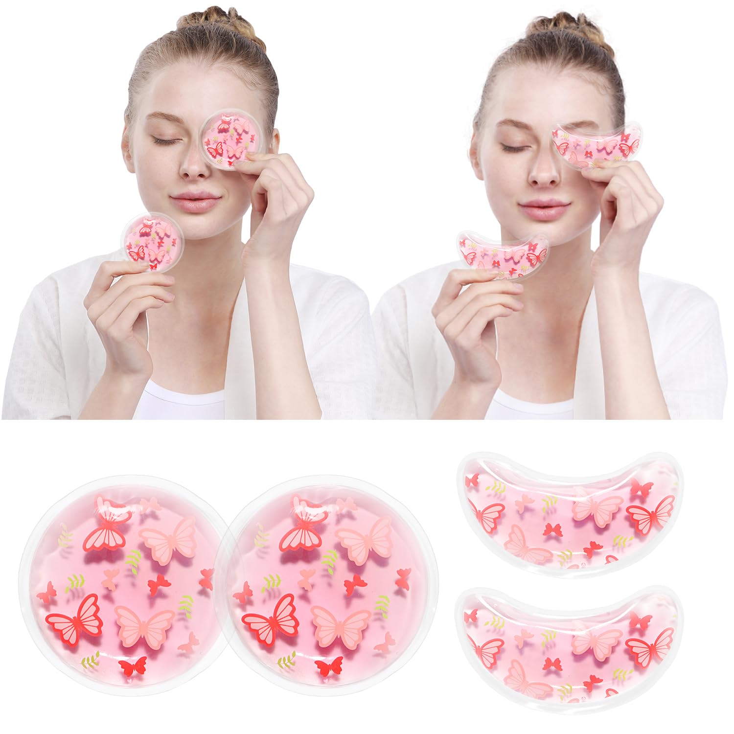 4PCS Gel Eye Ice Pack Set Reusable, Cold and Hot Compress for Eyes, Ice Pack for Eyes, Cooling Eye Pads for Eye Strain, Swelling, Redness, Dark Circles, Puffy Eyes, and Eye Recovery Surgery.