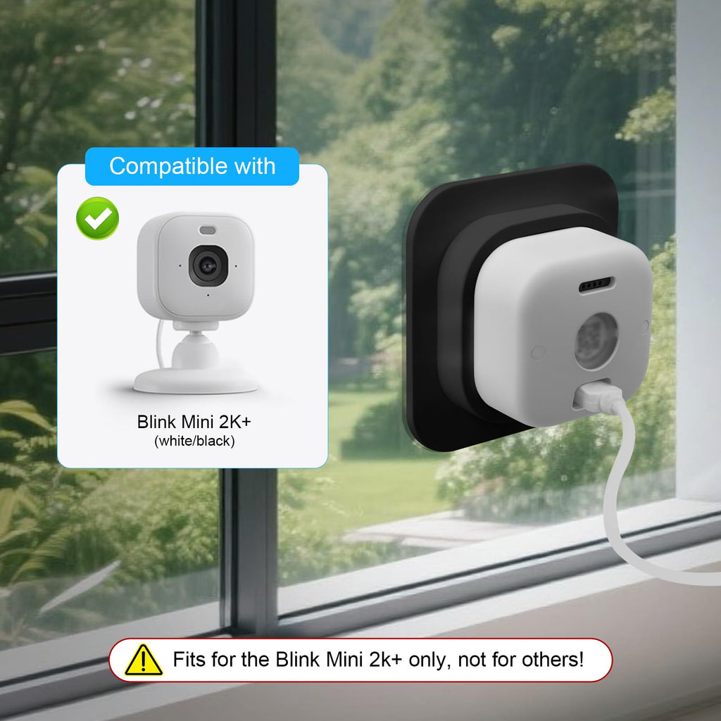 2 Pack Window Mount Compatible with Blink Mini Indoor, Secured Camera Glass Wall Holder for Single Pane Glass Windows/Doors for Outside Security Monitoring,White