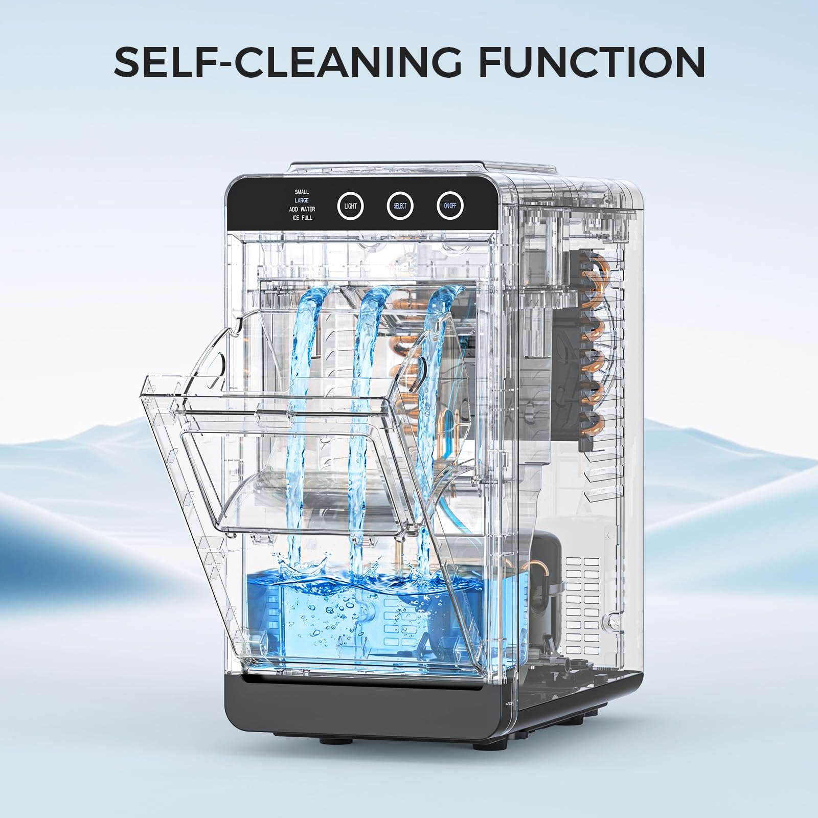 COWSAR Ice Maker Countertop, Portable Ice Machine with Self-Cleaning, 26.5 lbs/24Hrs, 8 Ice Cubes in 6 Mins, Ice Basket and Scoop, Ideal for Home, Kitchen, Bar, Camping