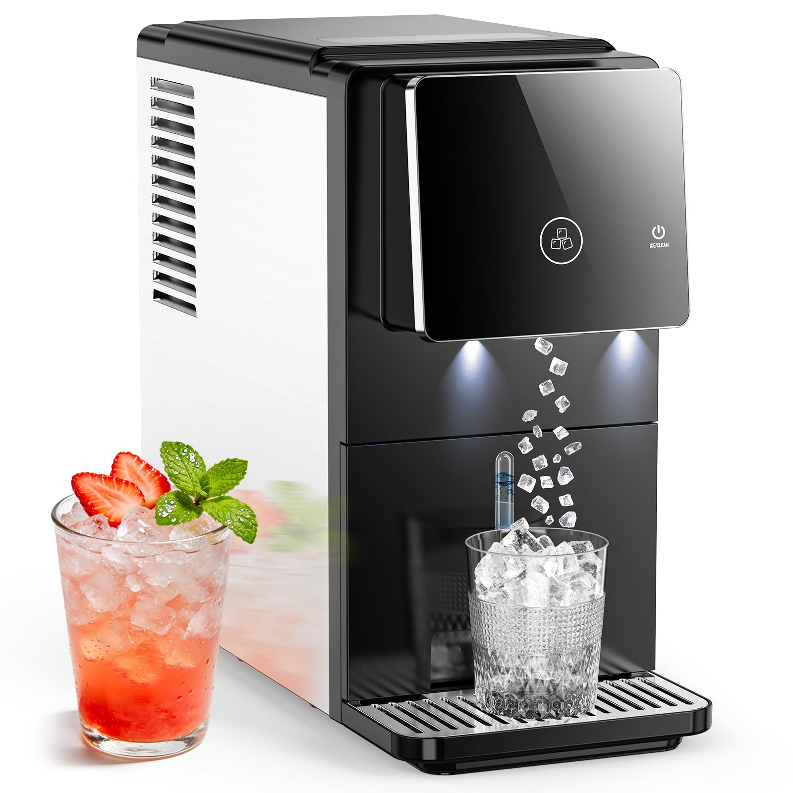 COWSAR Ice Maker Countertop, Portable Ice Machine with Self-Cleaning, 26.5 lbs/24Hrs, 8 Ice Cubes in 6 Mins, Ice Basket and Scoop, Ideal for Home, Kitchen, Bar, Camping