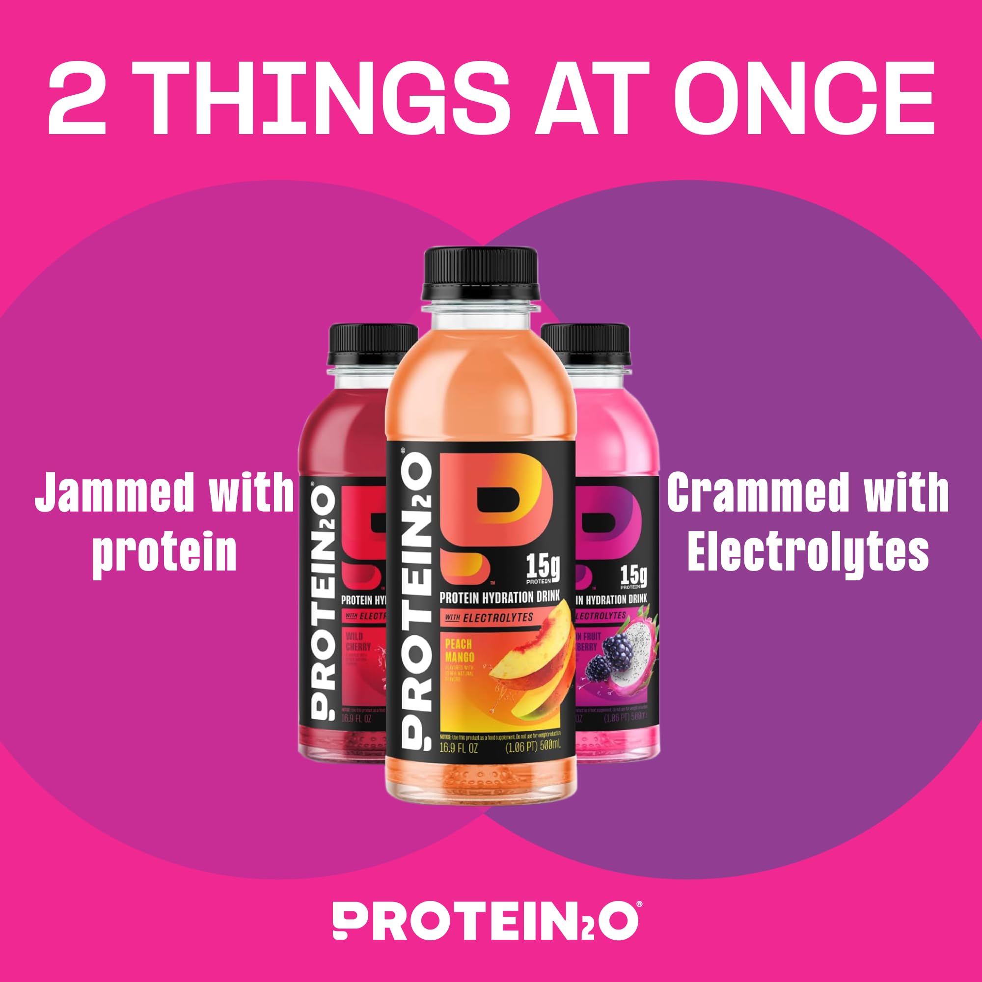 Protein2o 15g Whey Protein Infused Water, Peach Mango, 16.9 Oz Bottle (Pack of 12)
