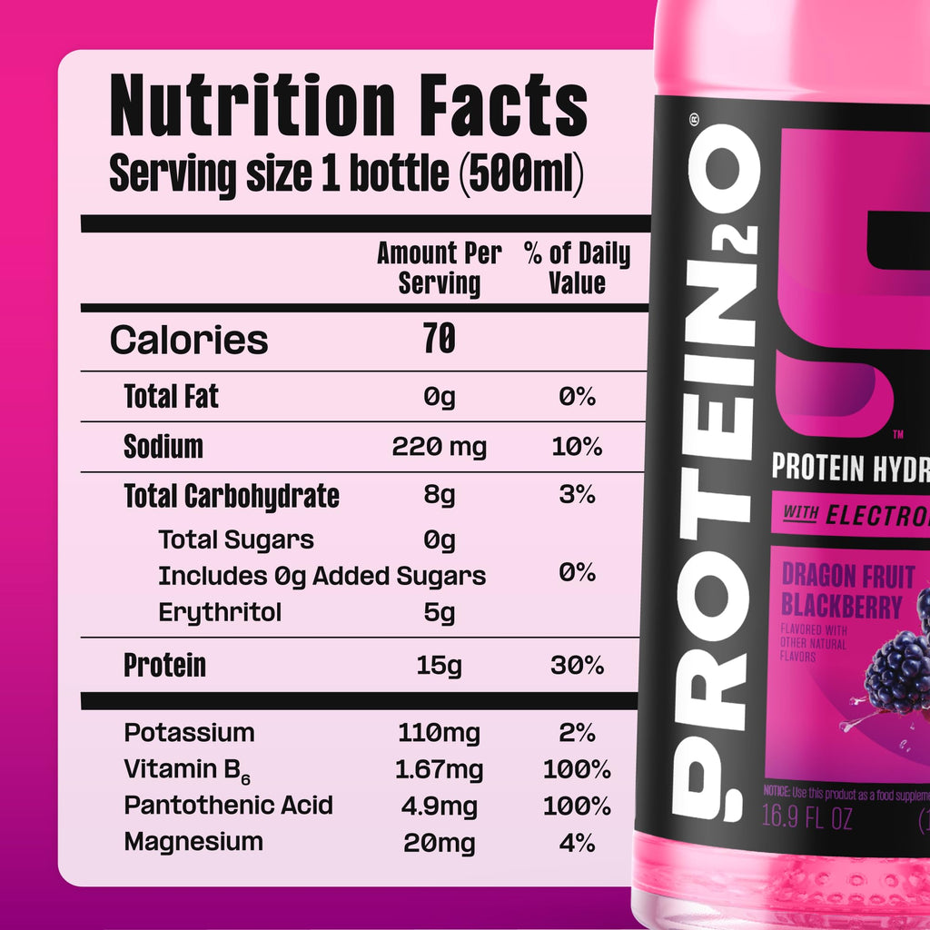Protein2o 15g Whey Protein Infused Water, Peach Mango, 16.9 Oz Bottle (Pack of 12)