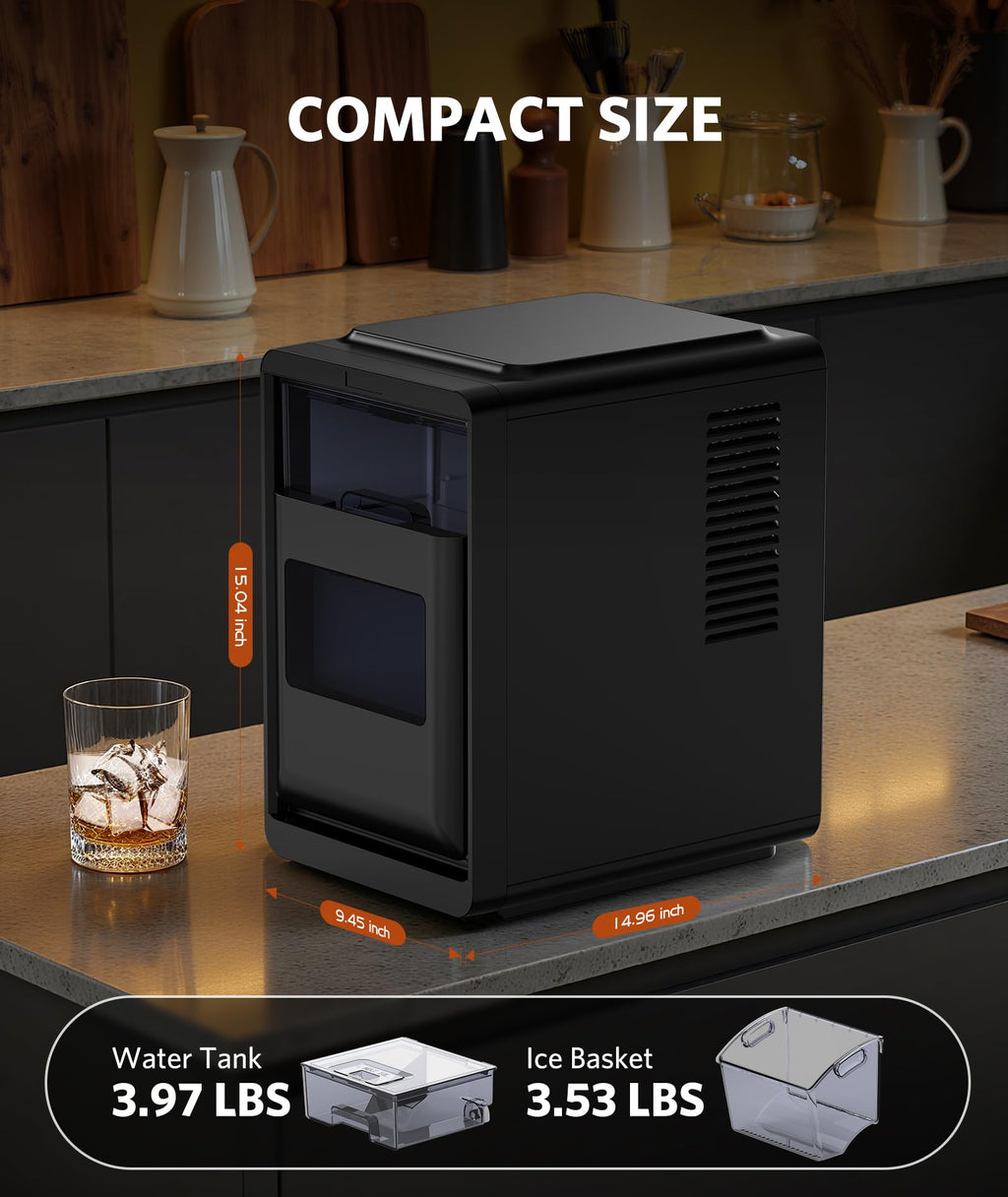 COWSAR Ice Maker Countertop, Portable Ice Machine with Self-Cleaning, 26.5 lbs/24Hrs, 8 Ice Cubes in 6 Mins, Ice Basket and Scoop, Ideal for Home, Kitchen, Bar, Camping