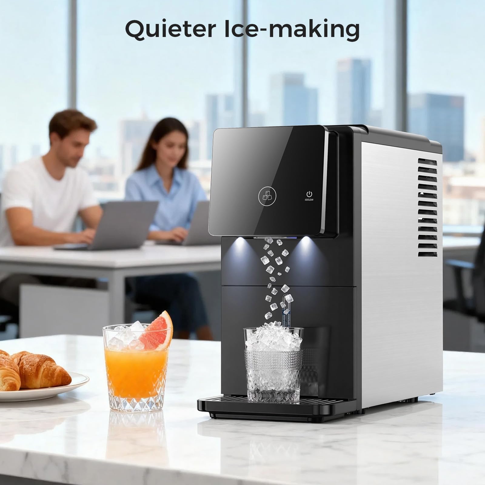 COWSAR Ice Maker Countertop, Portable Ice Machine with Self-Cleaning, 26.5 lbs/24Hrs, 8 Ice Cubes in 6 Mins, Ice Basket and Scoop, Ideal for Home, Kitchen, Bar, Camping