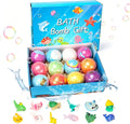 Playfizz Bath Bombs for Women, 12 PCS Handmade Bubble Bathbombs with Toys Inside, Shea & Coco Butter Dry Skin Moisturize, Perfect for Bubble Spa Bath, Bath Bomb Gift for Women, Girls, Wife