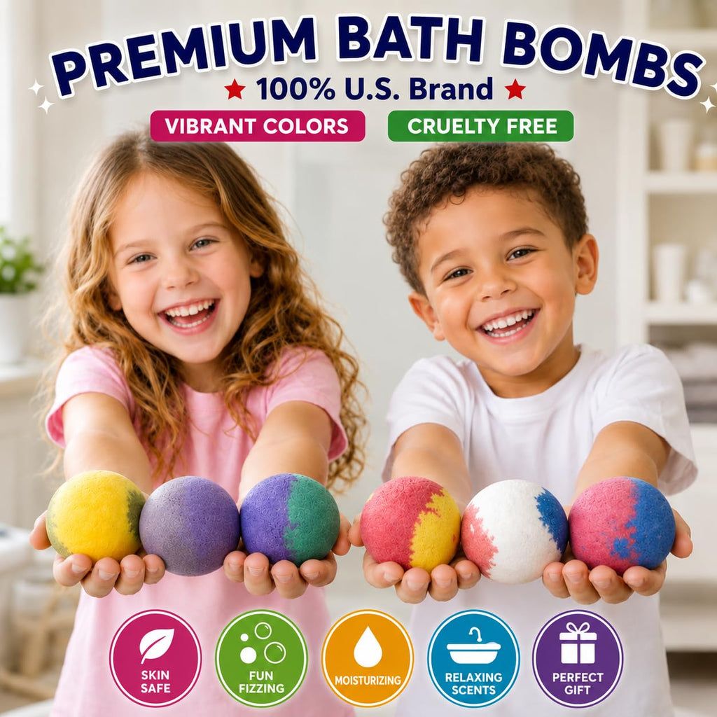 EvolutionUSA Refresh Bath Bombs for Women & Kids – 24 Bath Bombs Mini Sized, Organic Bathbomb Set, Women & Kids Bath Fizz, Luxury Gift for Mother’s Day, Easter, Valentines, Birthday or Self Care