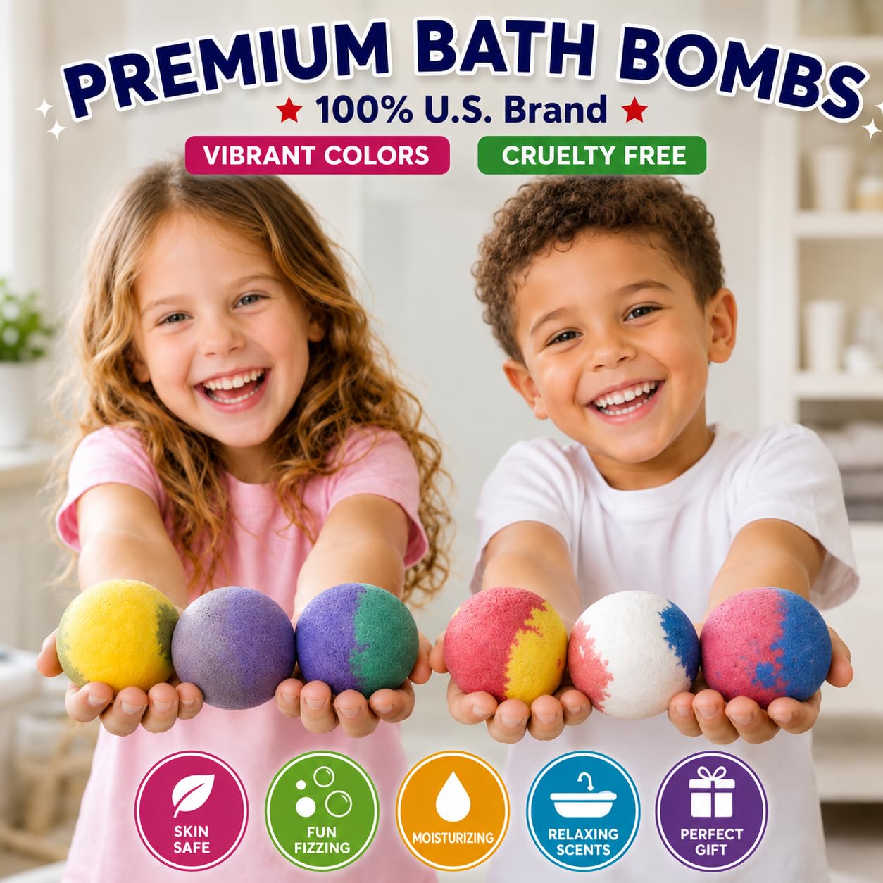 EvolutionUSA Refresh Bath Bombs for Women & Kids – 24 Bath Bombs Mini Sized, Organic Bathbomb Set, Women & Kids Bath Fizz, Luxury Gift for Mother’s Day, Easter, Valentines, Birthday or Self Care