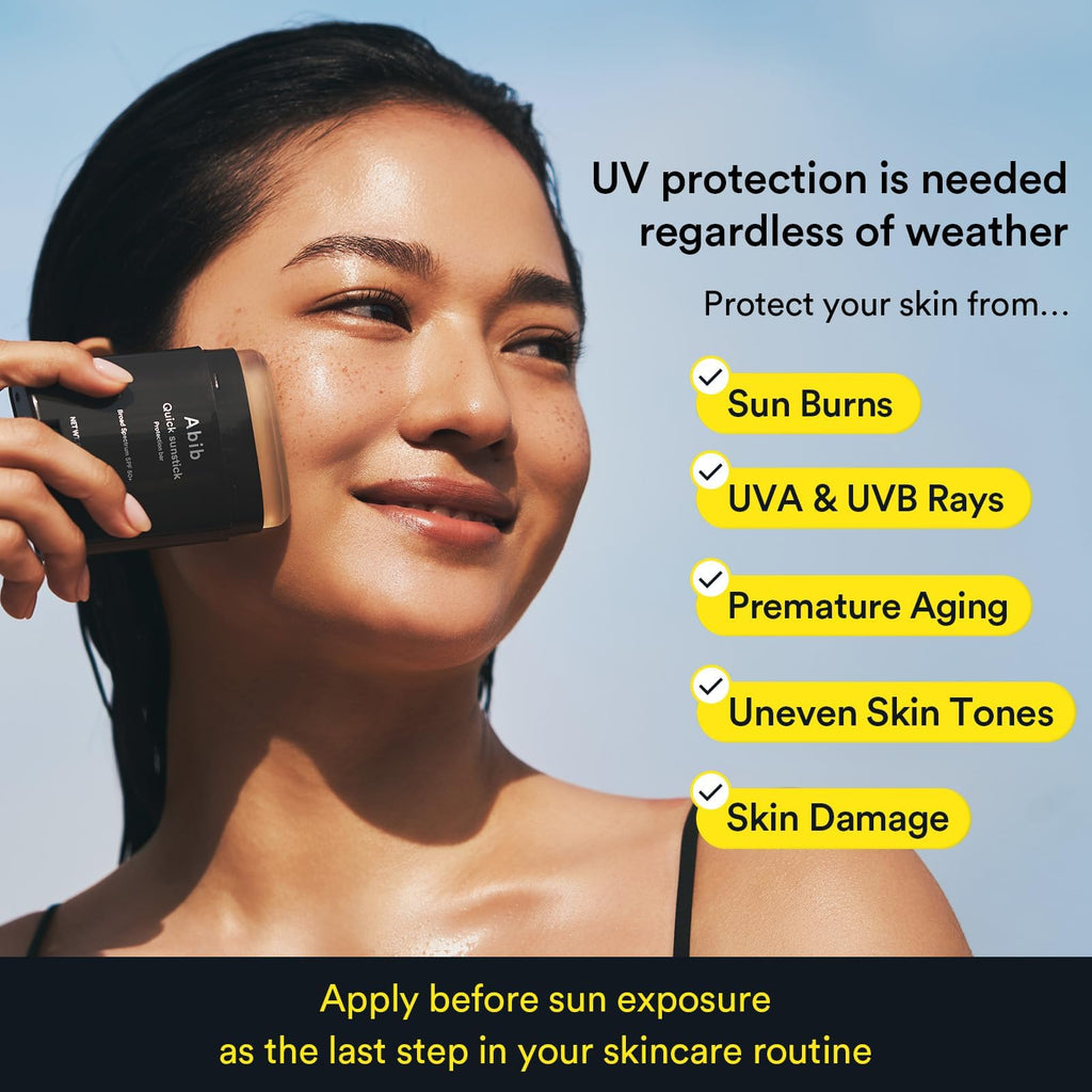 Abib Airy Sunstick Protection Bar SPF50+ Broad Spectrum, Semi-Matte Sunscreen Stick for Oily & Combination Skin, No White Cast, Water-Resistant, Korean Sunscreen, 0.81 oz / 23 g