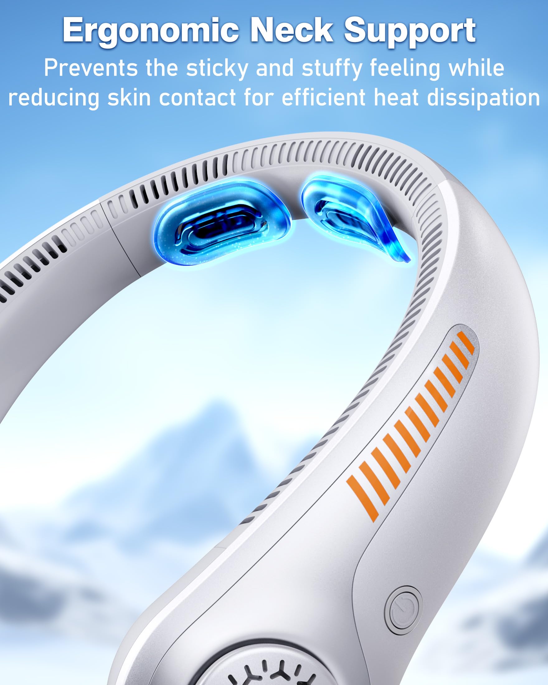 Portable Neck Fan - Rechargeable Personal Fan with Neck Support, 5000mAh, 5-Speed Quiet, Lightweight Long Lasting Bladeless Fan, Wearable Cooling Fan for Hot Flashes, Travel, Gifts for Men Women