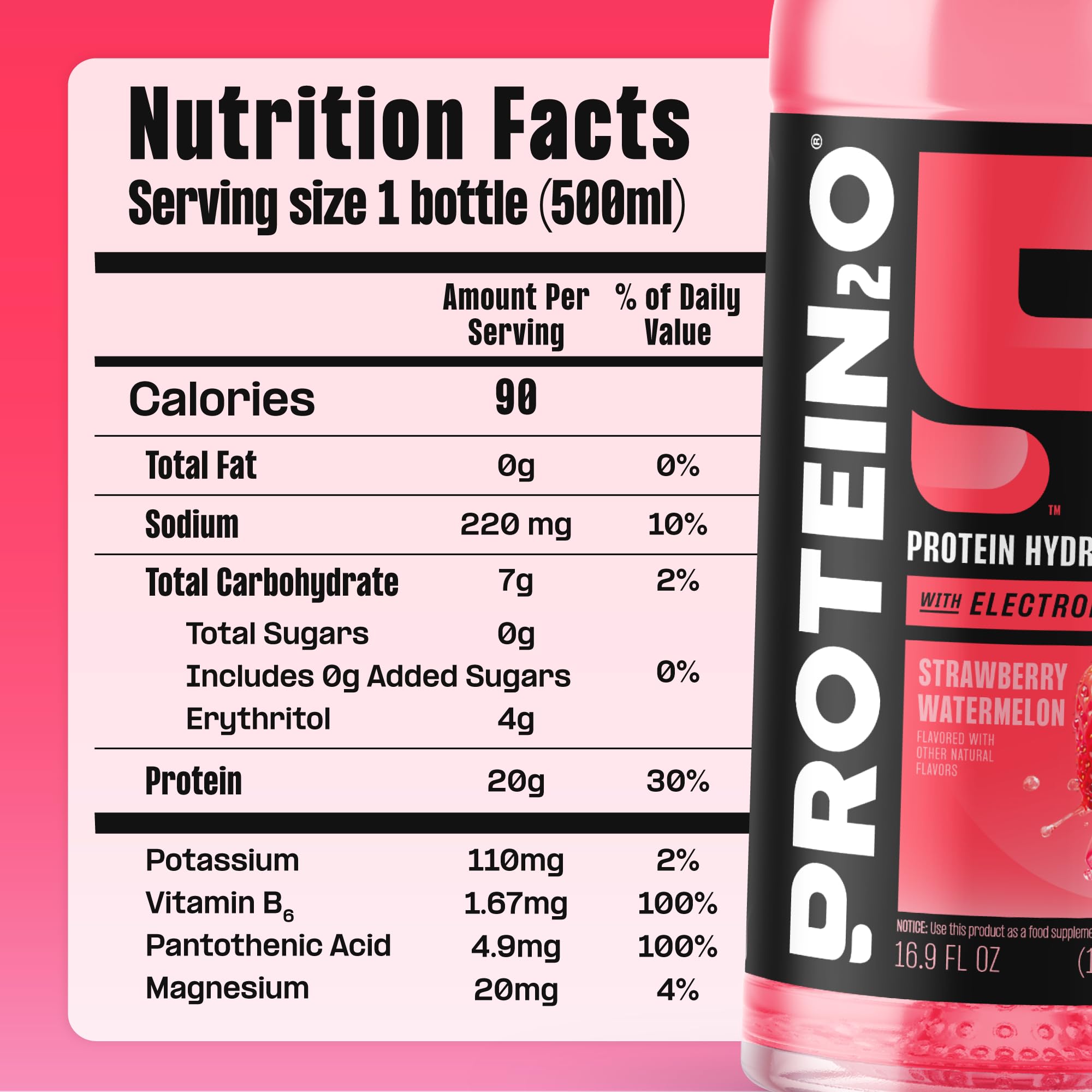 Protein2o 2-in-1 Clear Whey Protein & Electrolyte Beverage, 20g Protein, Gluten-Free, Keto, 16.9 fl oz Bottles (12 Count Variety Pack)