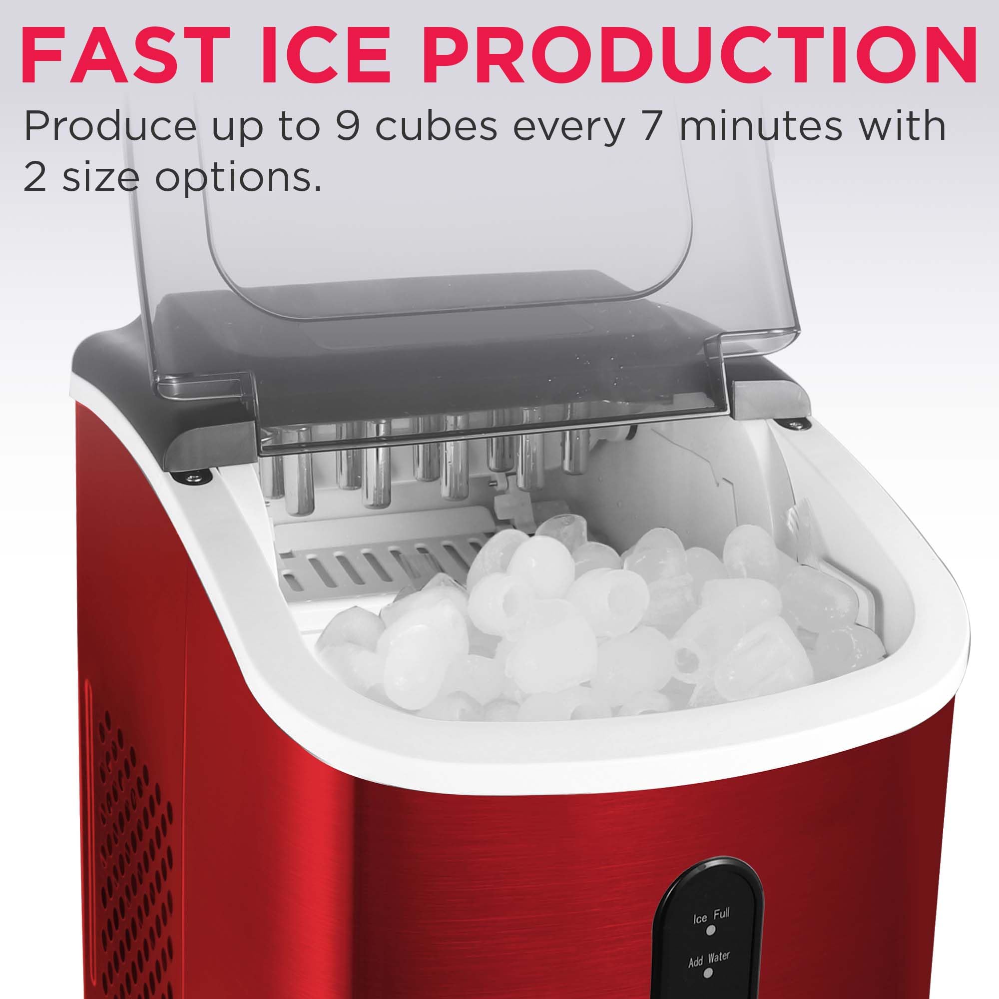 Frigidaire EFIC103-AMZ-SC Counter Top Maker with Over-Sized Ice Bucket, Stainless Steel, Self Cleaning Function, Heavy Duty, Stainless