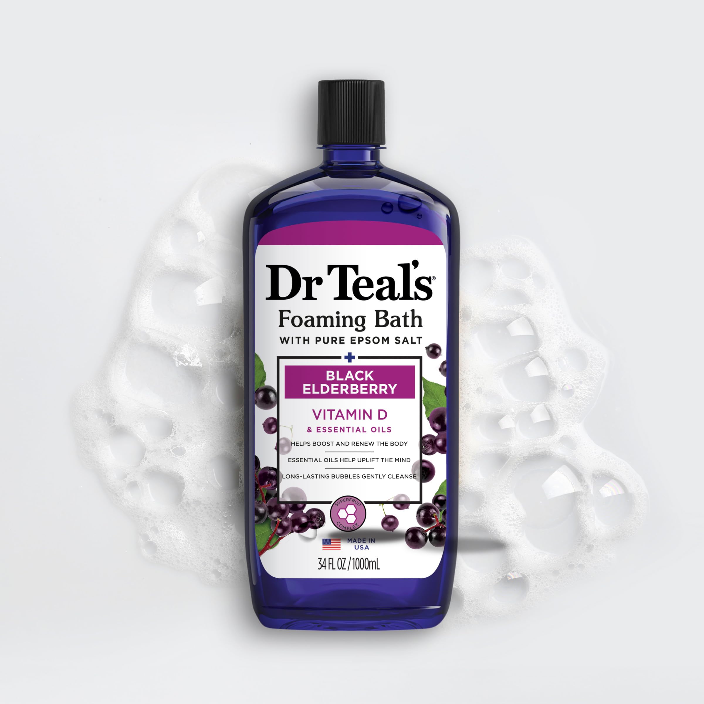 Dr Teal's Foaming Bath with Pure Epsom Salt, Soothe & Sleep with Lavender, 34 fl oz (Pack of 2)