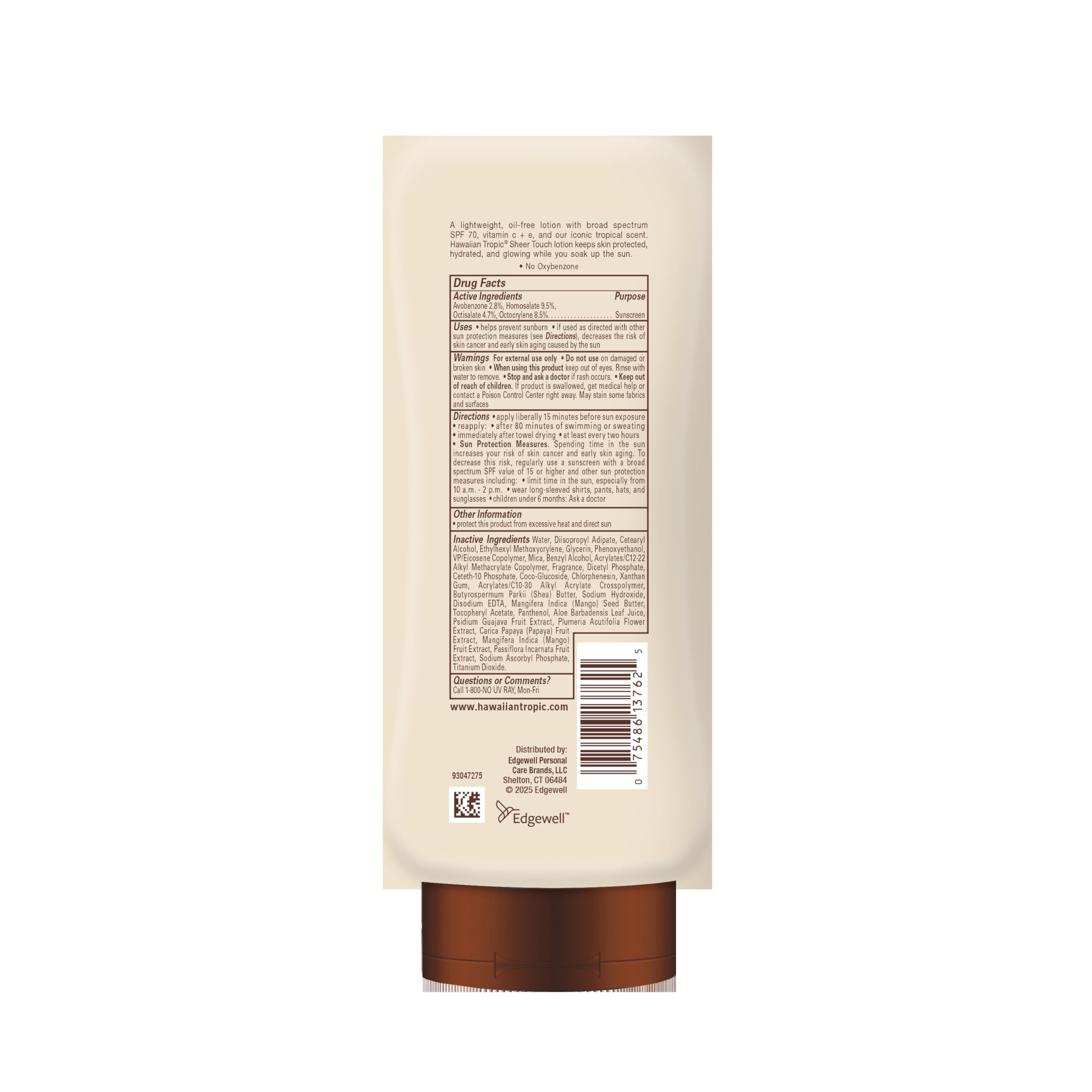 Hawaiian Tropic Sheer Touch Lotion Sunscreen SPF 70, 8 Fl Oz | Broad Spectrum, Oxybenzone Free, Sunblock Lotion, Hawaiian Tropic Sunscreen SPF 70, 8 Fl Oz
