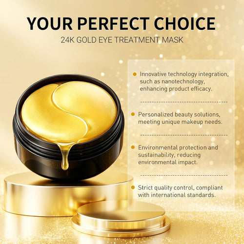 120 Pcs 24K Gold Under Eye Patches, 60 Pairs Under Eye Masks, Gel Eye Pads Skincare, Puffy Eyes and Dark Circles – Collagen Infused Hydrogel Eye Mask for Anti Aging, Skincare Treatment for Women