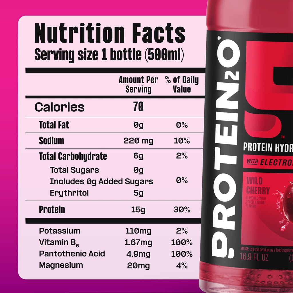 Protein2o 15g Whey Protein Infused Water, Peach Mango, 16.9 Oz Bottle (Pack of 12)