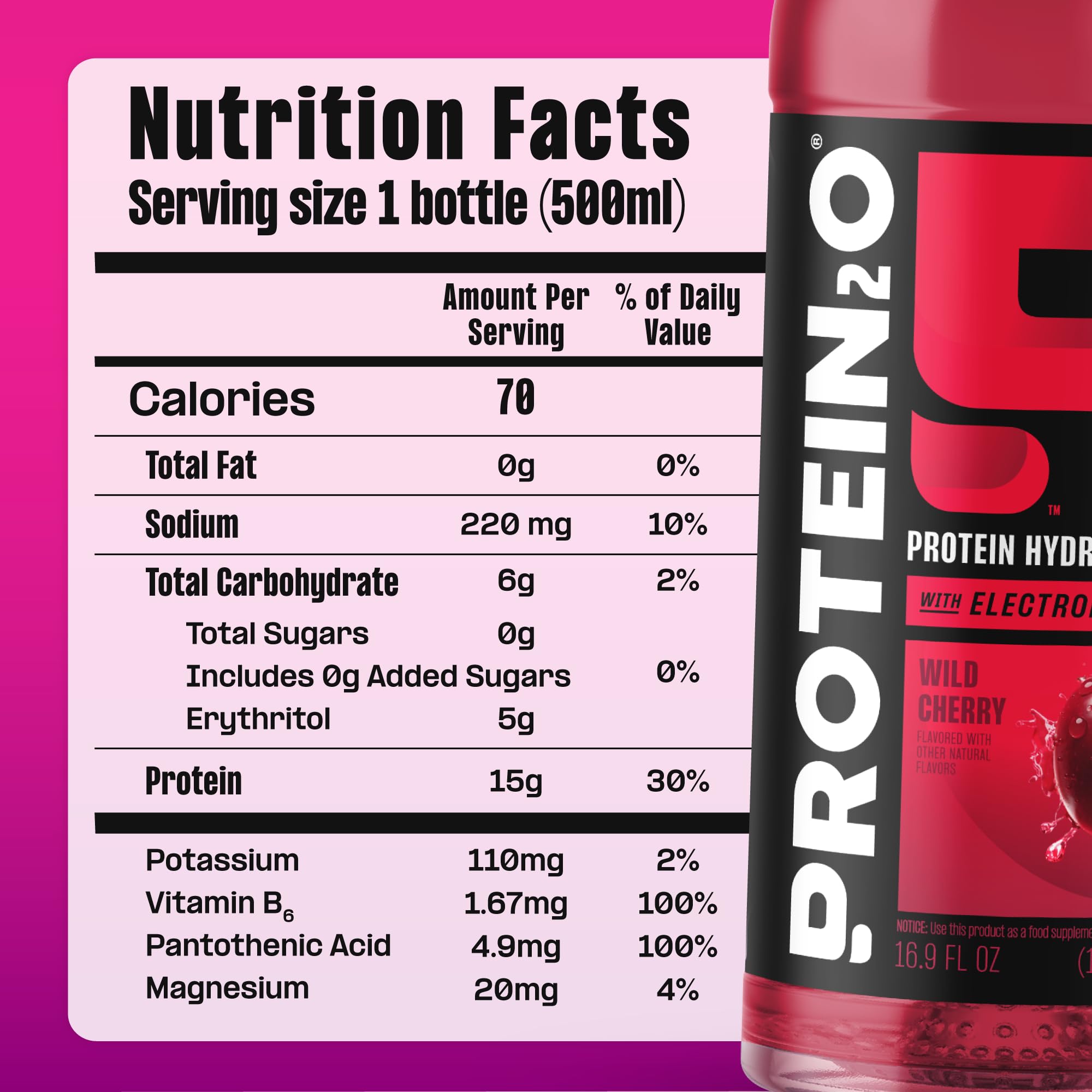 Protein2o 15g Whey Protein Infused Water, Peach Mango, 16.9 Oz Bottle (Pack of 12)