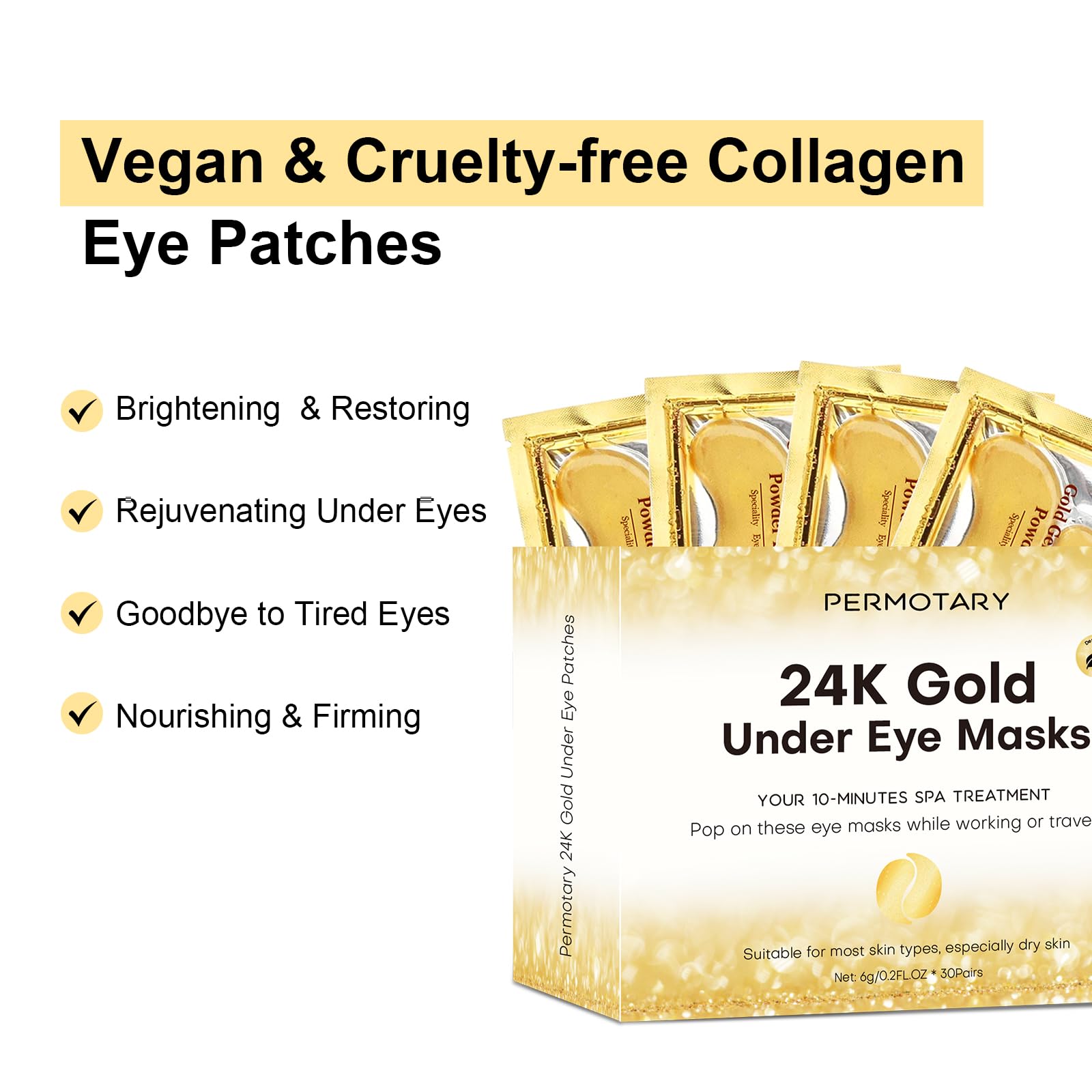 30 Pairs Gel Collagen Eye Pads,Crystal Collagen Under Eye Mask for Moisturizing,Reducing Fine Lines&Dark Circles& Puffy Eyes Under Eye Patch for Women Men, Black