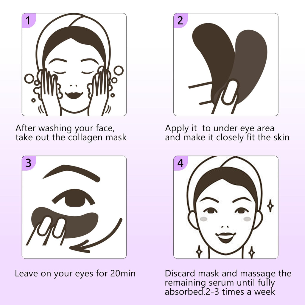 30 Pairs Gel Collagen Eye Pads,Crystal Collagen Under Eye Mask for Moisturizing,Reducing Fine Lines&Dark Circles& Puffy Eyes Under Eye Patch for Women Men, Black