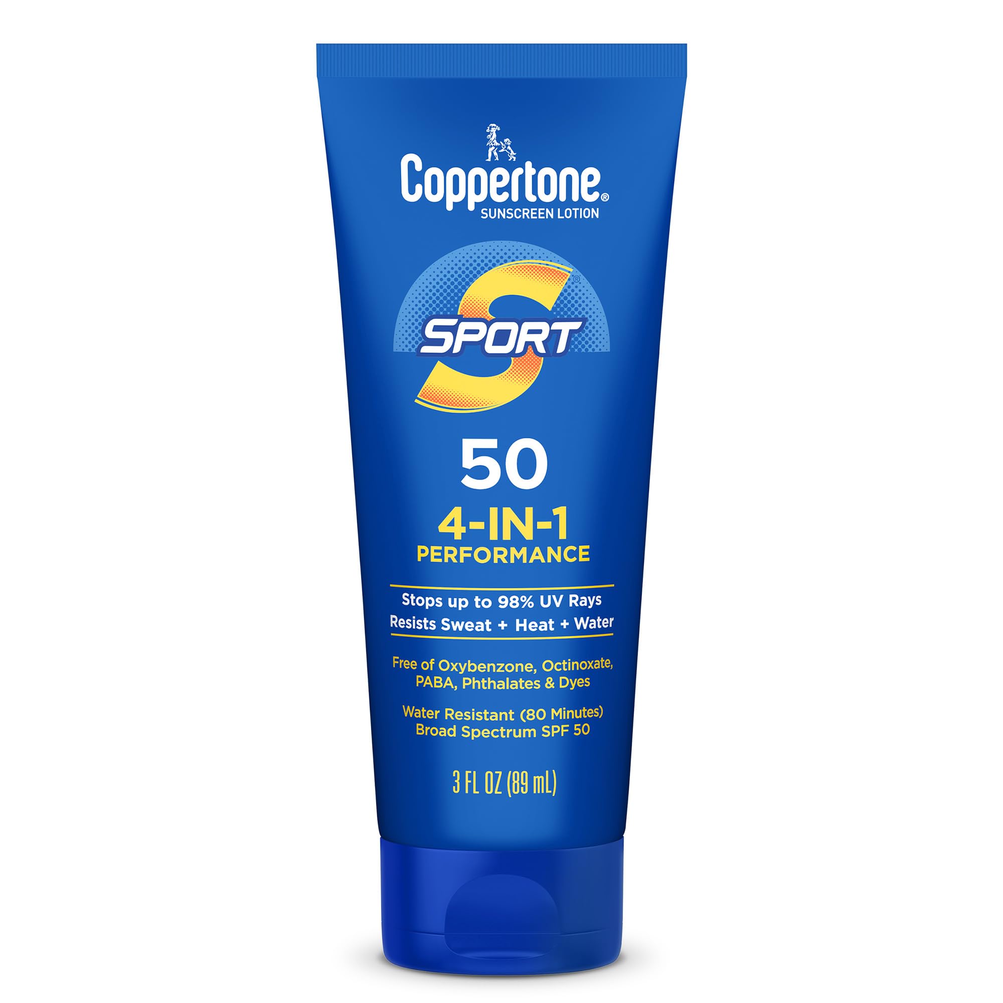 Coppertone SPORT Sunscreen Lotion Broad Spectrum SPF 50, Water Resistant 80 Minutes, UVA/UVB Protection, Moisturizing Formula with Vitamin E, 7 Fluid Ounce
