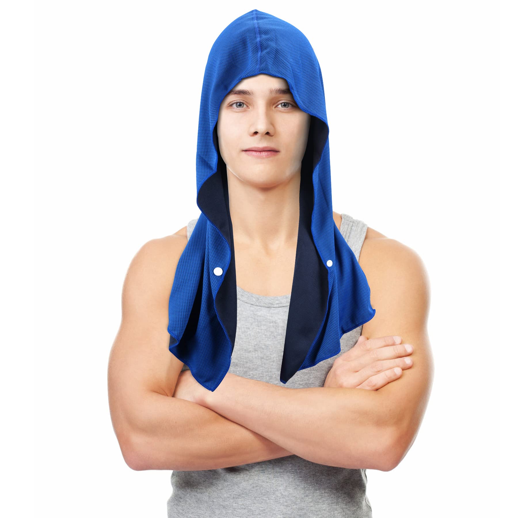 Sukeen Cooling Hoodie Towel, Cooling Towels for Neck and Face Quick Drying Absorbent, UV Protection Cooling Neck Wraps, Sport Workout Camping Cycling Cooling Towel