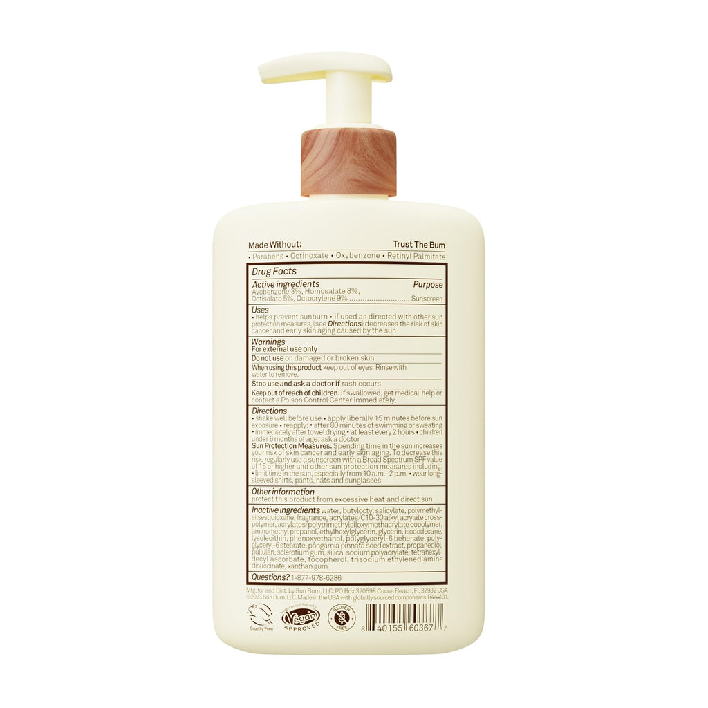 Sun Bum Daily SPF 50 Sunscreen Body Lotion - Broad Spectrum Moisturizing Sunscreen with Vitamin E - Vegan and Hawaii 104 Act Compliant (Without Octinoxate & Oxybenzone) - Dermatologist Tested - 8 oz