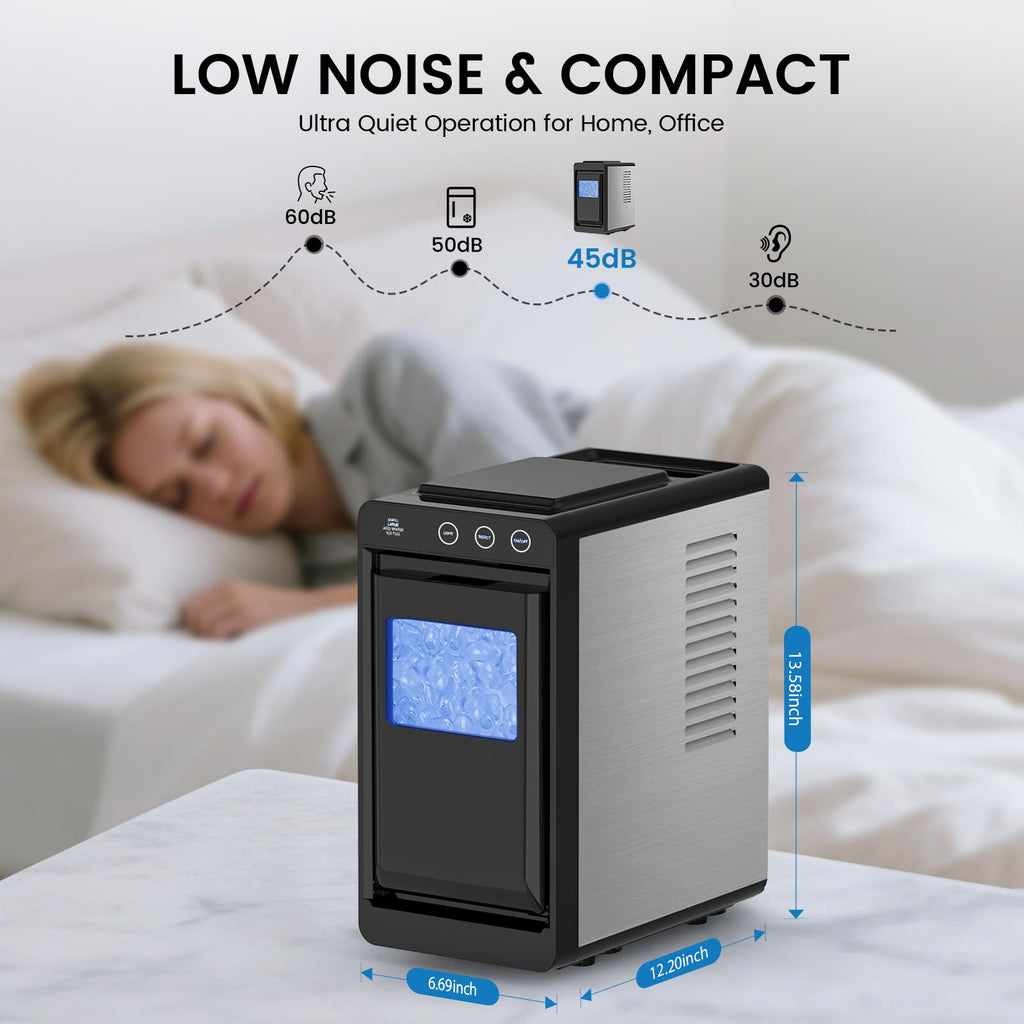 COWSAR Ice Maker Countertop, Portable Ice Machine with Self-Cleaning, 26.5 lbs/24Hrs, 8 Ice Cubes in 6 Mins, Ice Basket and Scoop, Ideal for Home, Kitchen, Bar, Camping