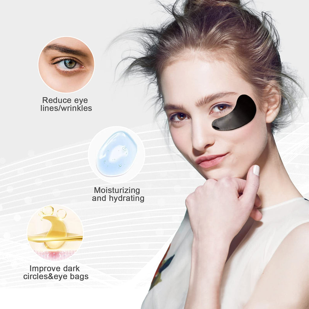 30 Pairs Gel Collagen Eye Pads,Crystal Collagen Under Eye Mask for Moisturizing,Reducing Fine Lines&Dark Circles& Puffy Eyes Under Eye Patch for Women Men, Black