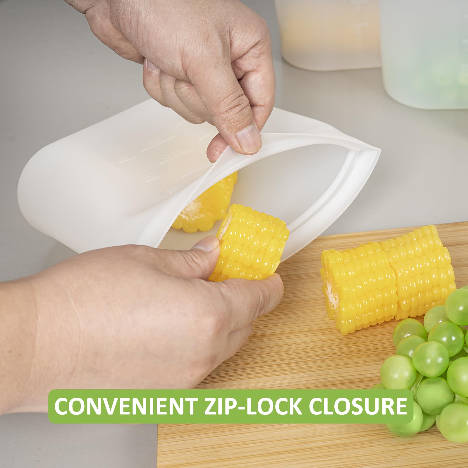 Reusable Food Bags, 12 Pack 100% Silicone Food Storage Bags Stand Up Zip Lock Container, Freezer Microwave Oven Dishwasher Safe, 4 Medium 4 Small 4 Extra Small, Aqua