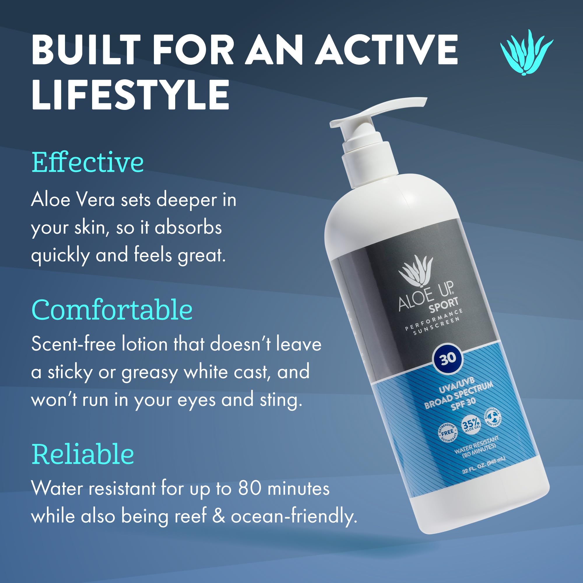 Aloe Up Sport Sunscreen Body Lotion SPF 50 – Broad Spectrum Sunblock With Aloe Vera Gel – Non-Greasy, Skin Sun Protection, No White Cast – Sunscreen – Fragrance-Free – 6 Oz, 2-Pack