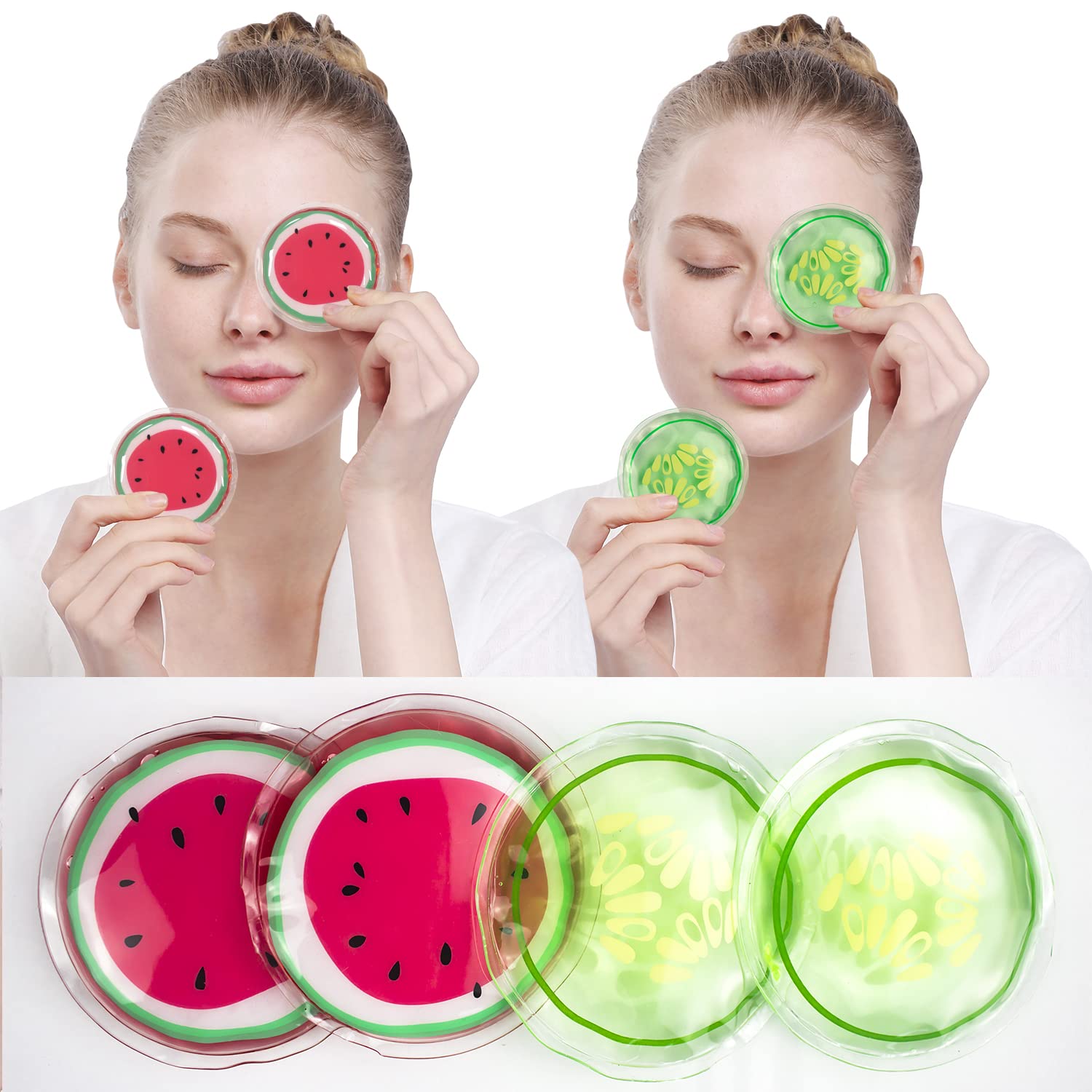 4PCS Gel Eye Ice Pack Set Reusable, Cold and Hot Compress for Eyes, Ice Pack for Eyes, Cooling Eye Pads for Eye Strain, Swelling, Redness, Dark Circles, Puffy Eyes, and Eye Recovery Surgery.