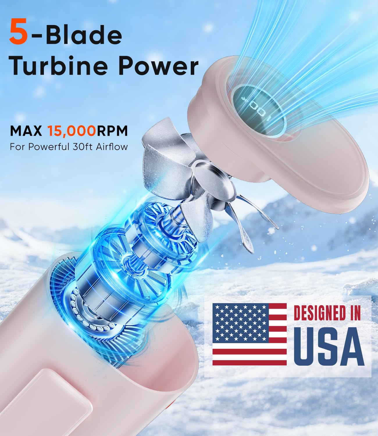 AI Portable Waist Fan, 6-Speed 15,000RPM Strong Turbo Airflow, 30H Cooling Battery Powered Personal Fan Rechargeable, Wearable Hands-Free Shirt/Belt/Body Fan for Travel, Work, Outdoor, Gift for Men