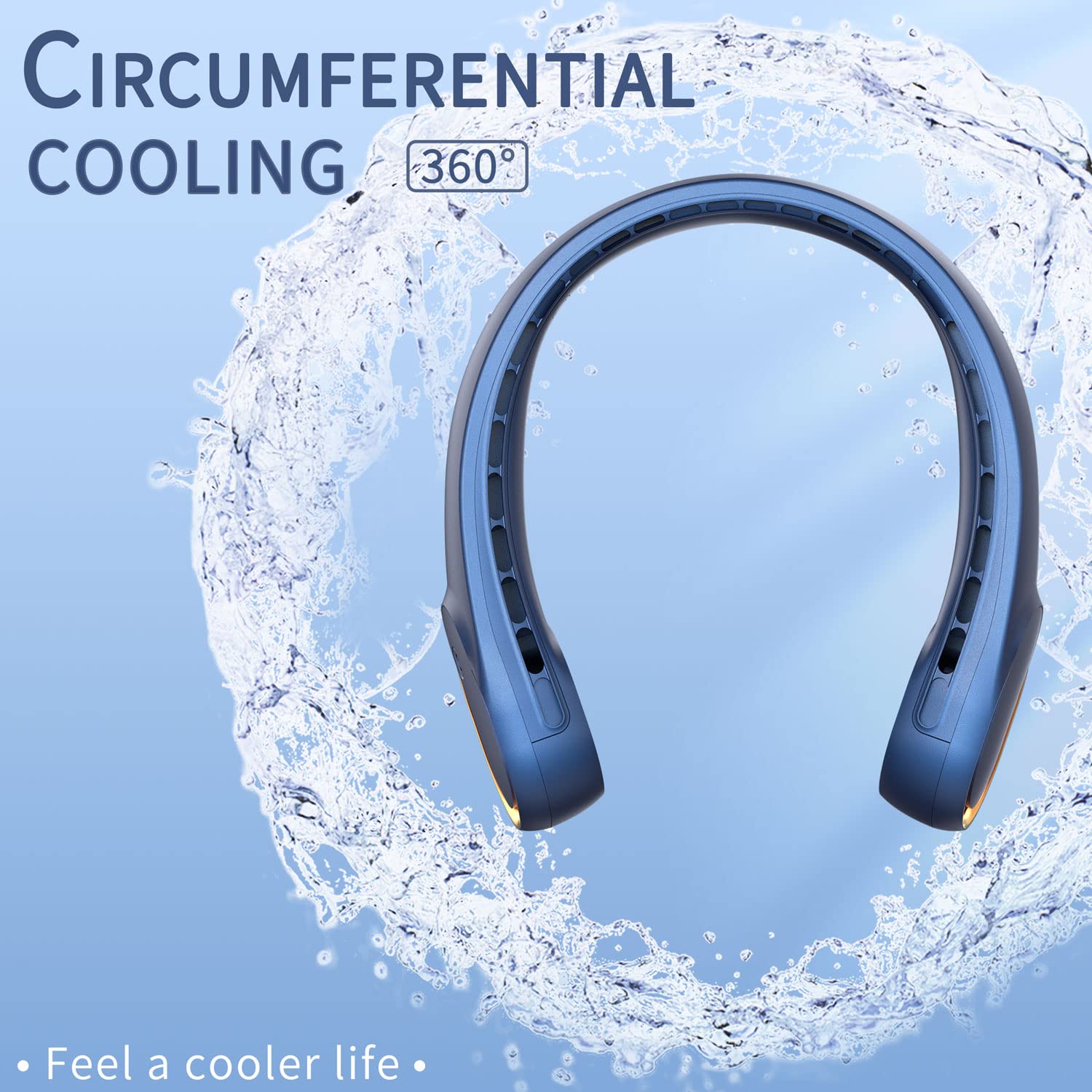 FrSara Neck Fan, Portable Personal Fan Strong Wind, 4000mAh, Air Volume,360° Cooling, No Hair Twisting, Air Volume On 2 Sides, Non-Slip, Quick Charge, Long Use Time, Gift for Women, Men, Birthday