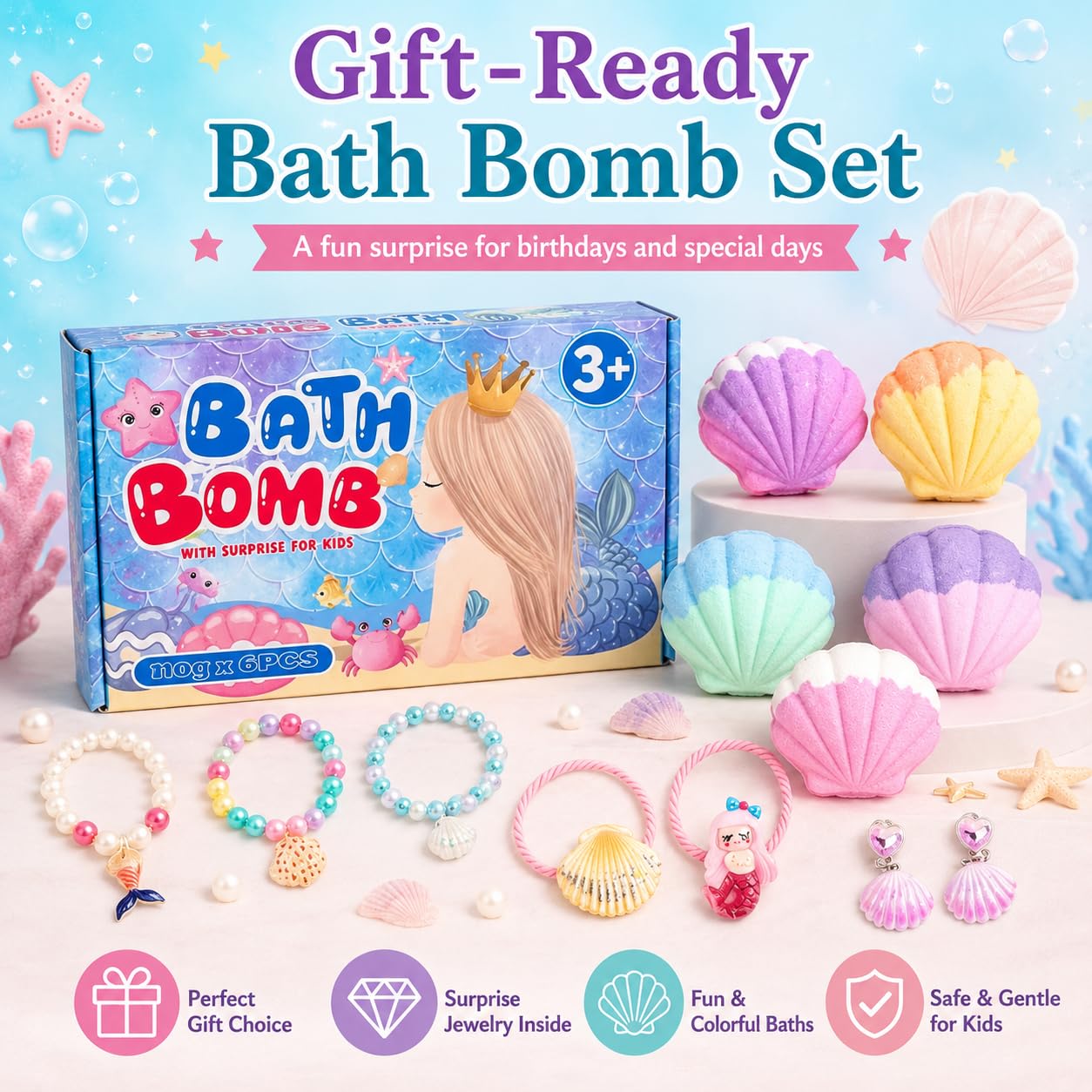 Bath Bombs with Toys Inside, 12 Pack Kids Bath Bombs with Surprise Inside, Play Fizz Bubble Bath Ball, Natural Organic Non Toxic Bath Bomb Gift Set for Boys Girls Toddler (Sea Animal)