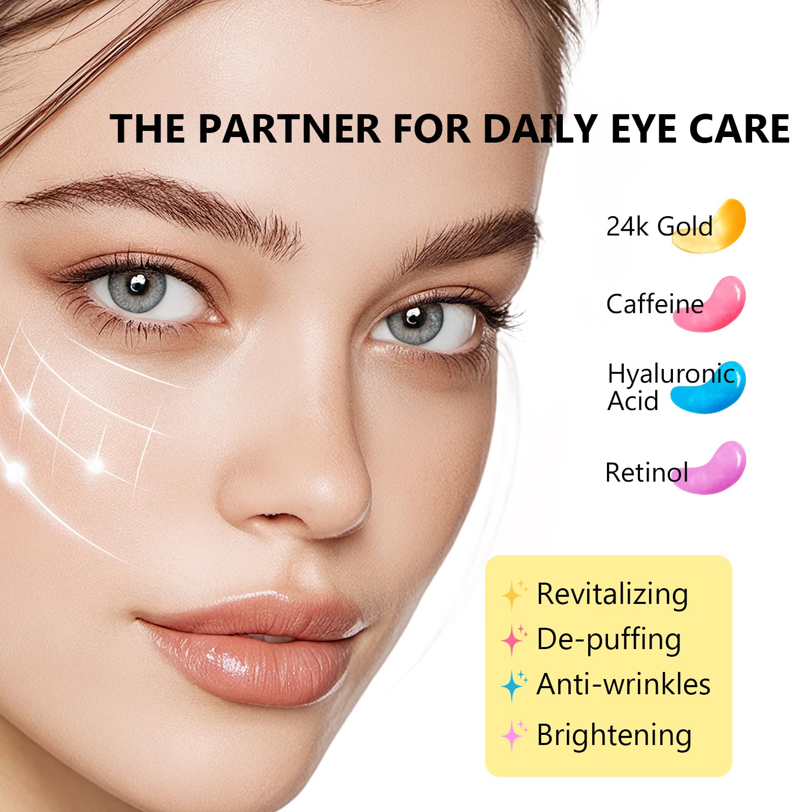 30 Pairs Gel Collagen Eye Pads,Crystal Collagen Under Eye Mask for Moisturizing,Reducing Fine Lines&Dark Circles& Puffy Eyes Under Eye Patch for Women Men, Black