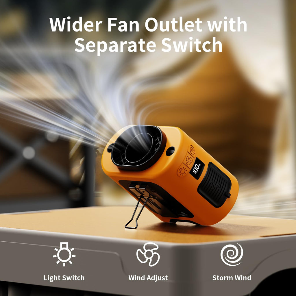 Socool 10000mAh Portable Waist Fan Clip on Wearable Belt Personal Fan Rechargeable Battery operated With 5 Speeds & Flashlight Neck Hands-Free 40H Cooling For Outdoor Camping Travel (Black)