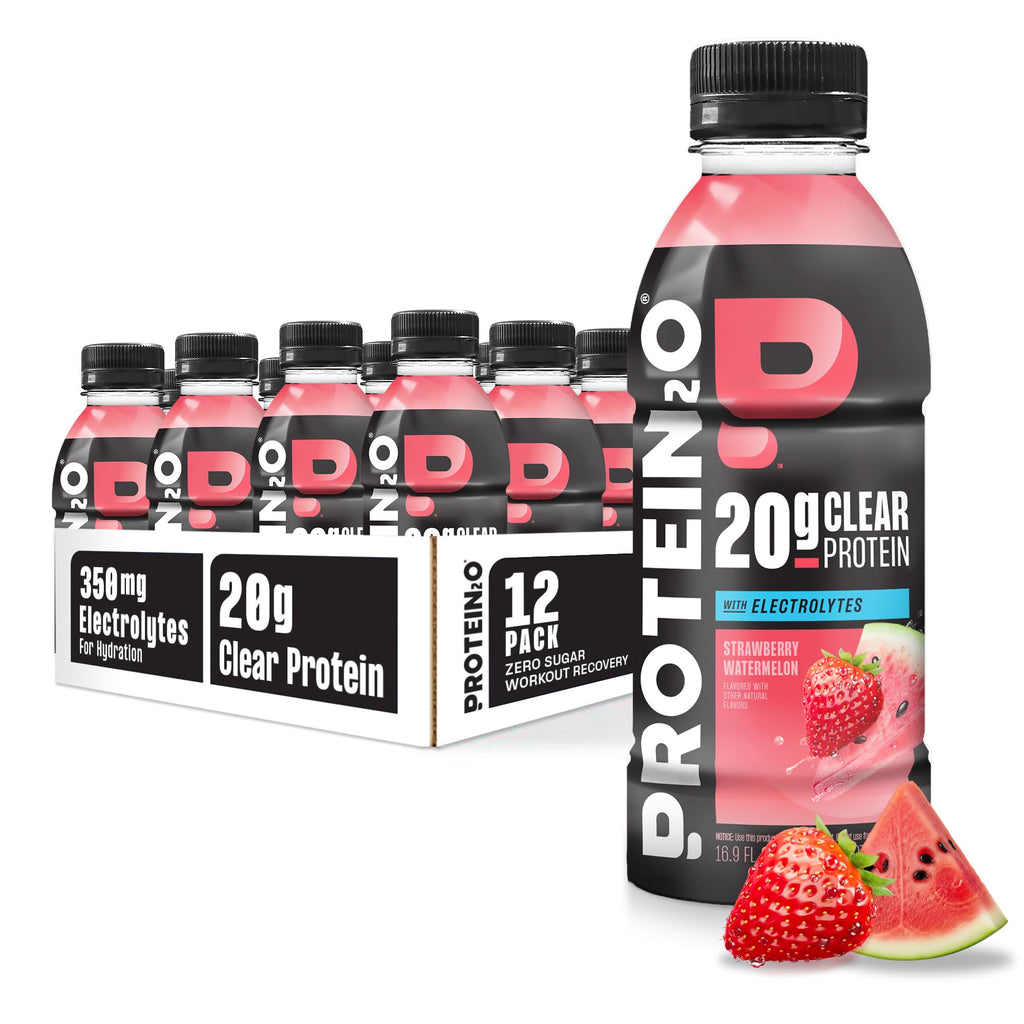 Protein2o 2-in-1 Clear Whey Protein & Electrolyte Beverage, 20g Protein, Gluten-Free, Keto, 16.9 fl oz Bottles (12 Count Variety Pack)