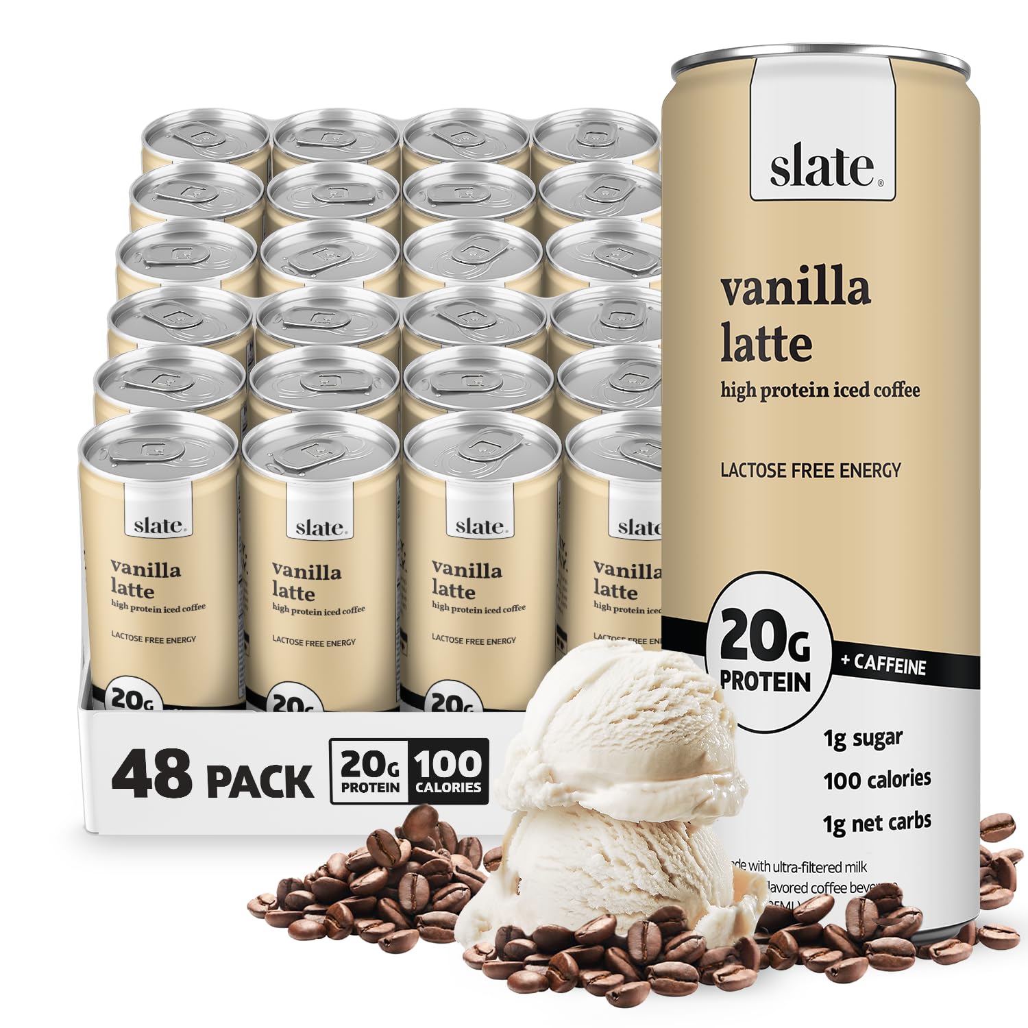 Slate Milk High Protein Milk Shake (Classic Chocolate) 12 Cans, 11 fl oz | Lactose Free - 20g Protein - 1g Sugar - 100 Calories - 2g Net Carbs - No Added Sugar - Natural, Breakfast Boost, Post Workout