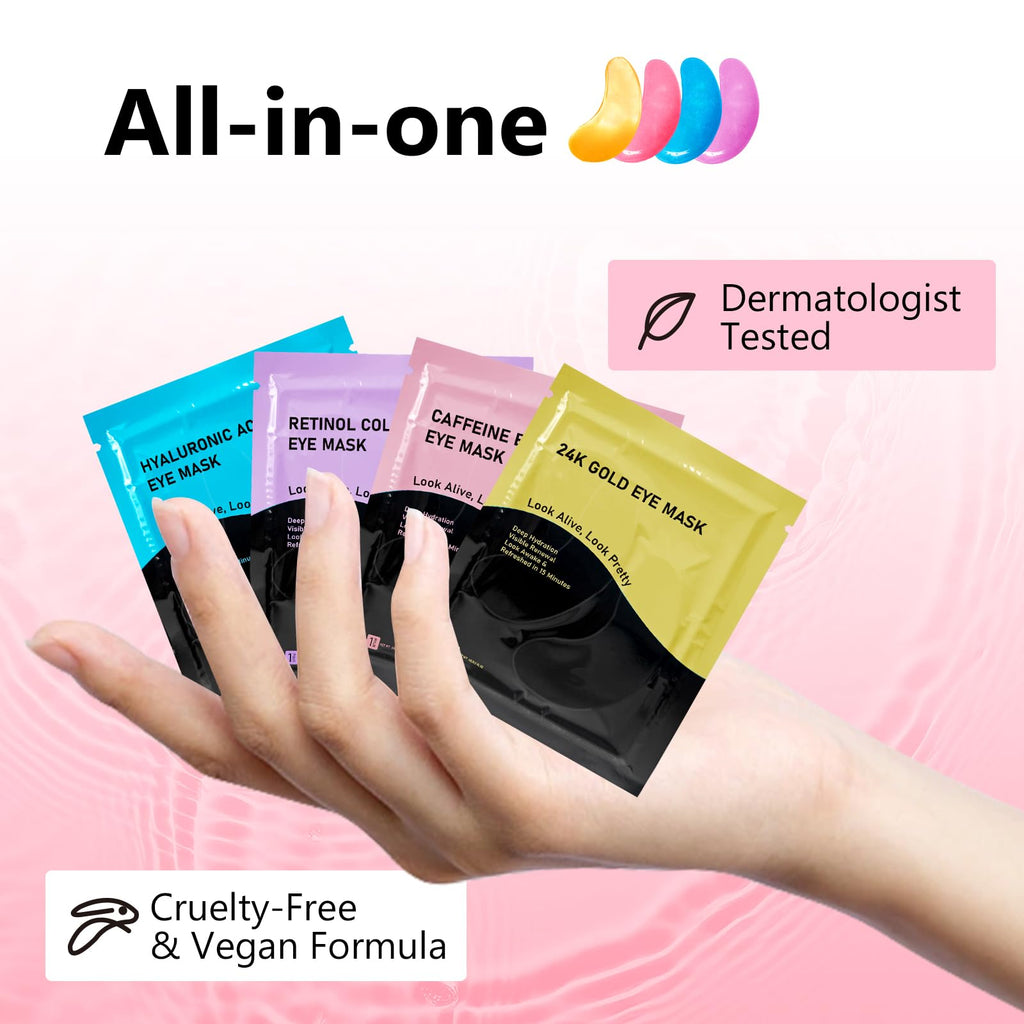 30 Pairs Gel Collagen Eye Pads,Crystal Collagen Under Eye Mask for Moisturizing,Reducing Fine Lines&Dark Circles& Puffy Eyes Under Eye Patch for Women Men, Black