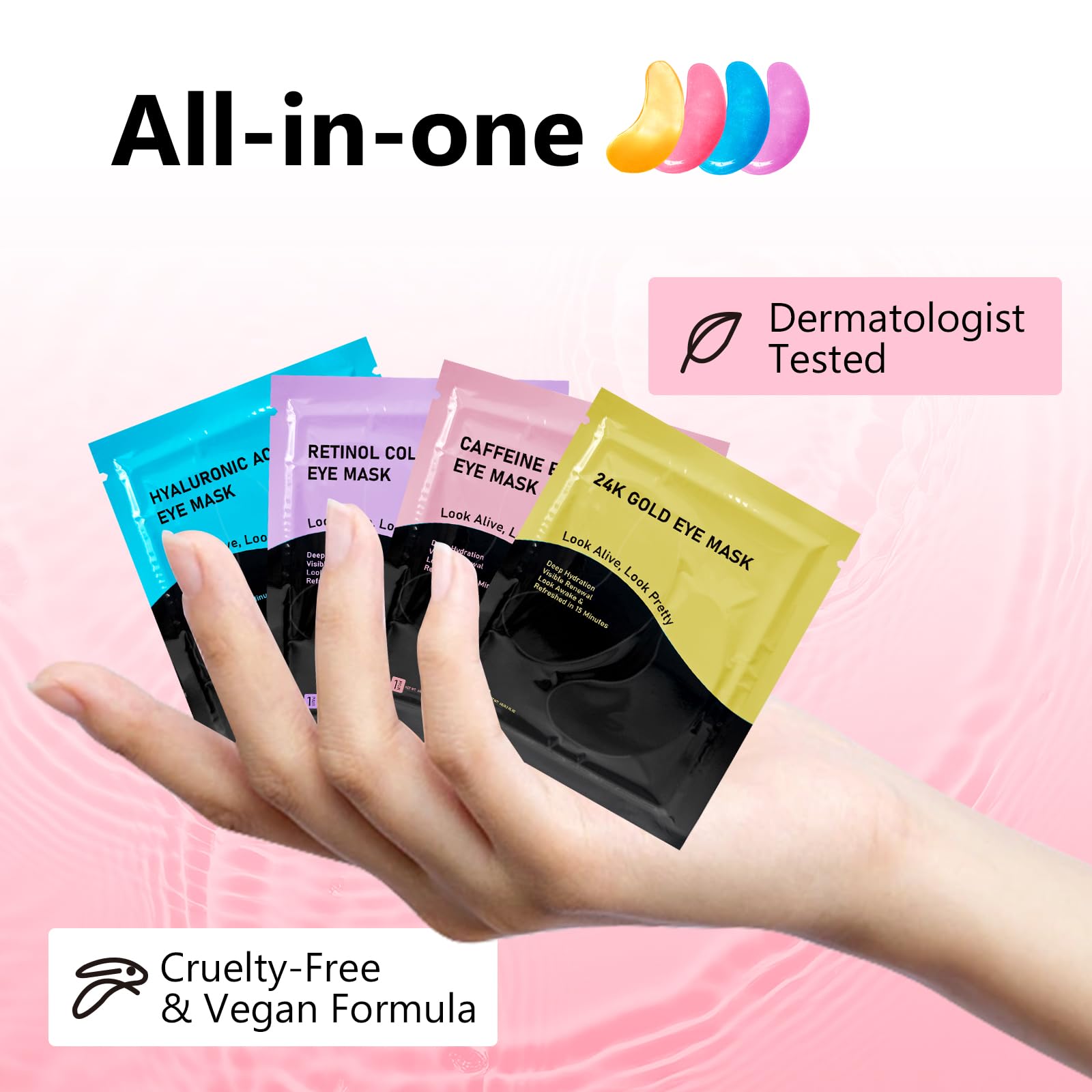30 Pairs Gel Collagen Eye Pads,Crystal Collagen Under Eye Mask for Moisturizing,Reducing Fine Lines&Dark Circles& Puffy Eyes Under Eye Patch for Women Men, Black