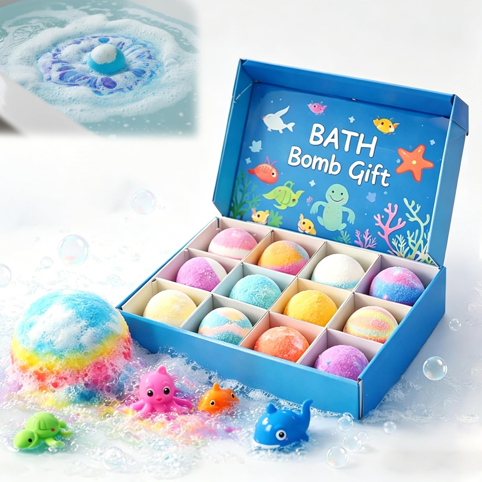 2026 New Bath Bombs for Kids with Surprise Inside, 12 Pack Kids Bath Bombs with Toys Inside Gift Set, Kid Bubble Bath Fizzy for Girls Boys & Toddlers with Bath Toys